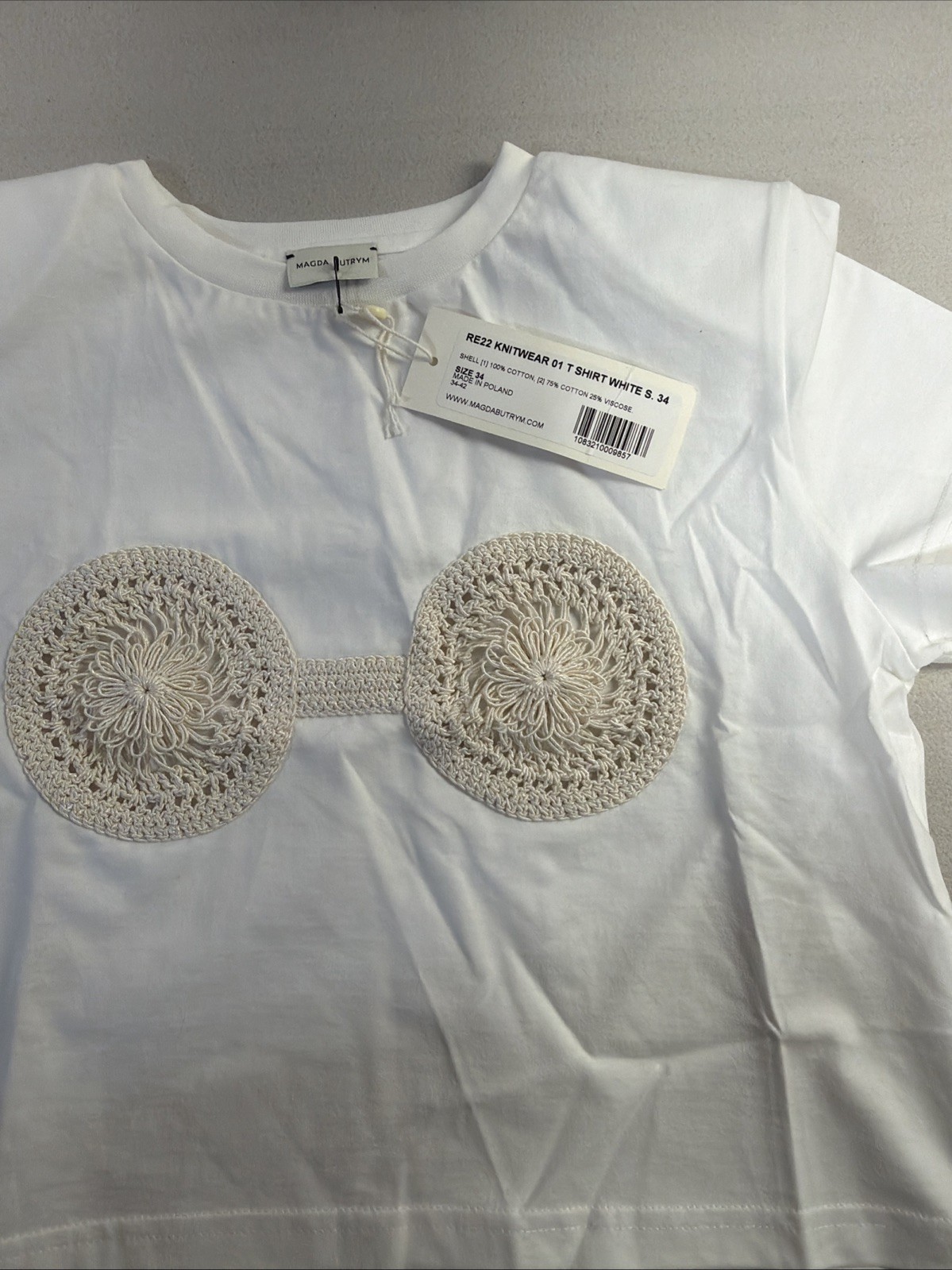 MAGDA BUTRYM Crochet Bra Tshirt Size 34