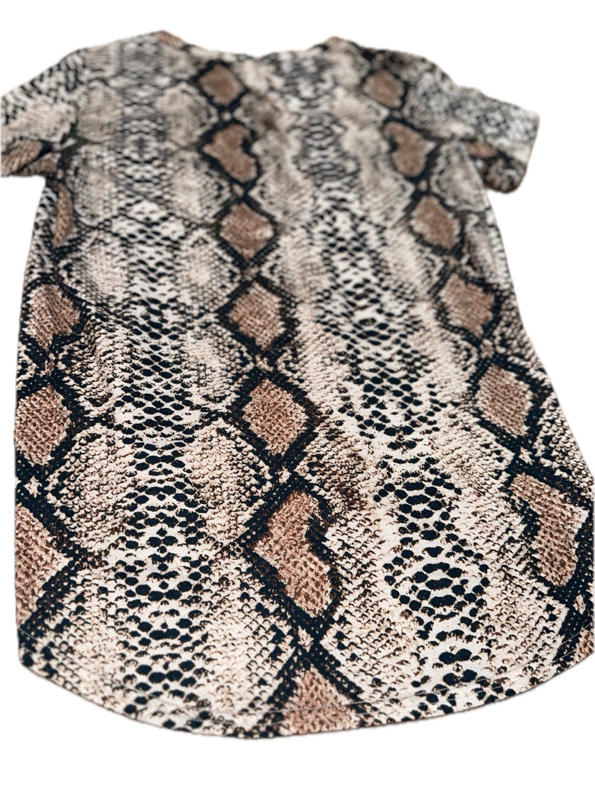 Ours Brown Snake Print Jersey Top size L short Sleeve 85%cotton