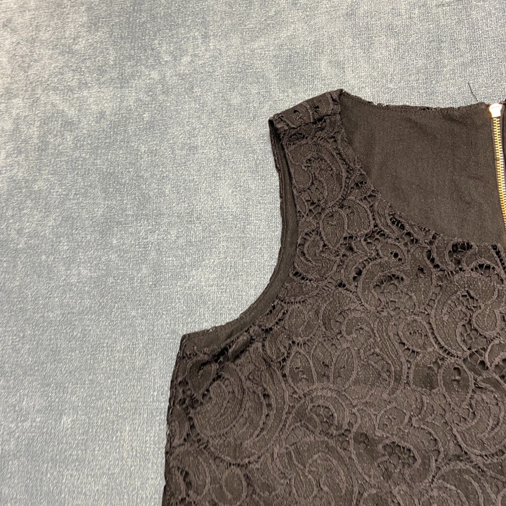 Charter Club Tank Top Womens Medium Black Sleeveless Lace Details Back Zip