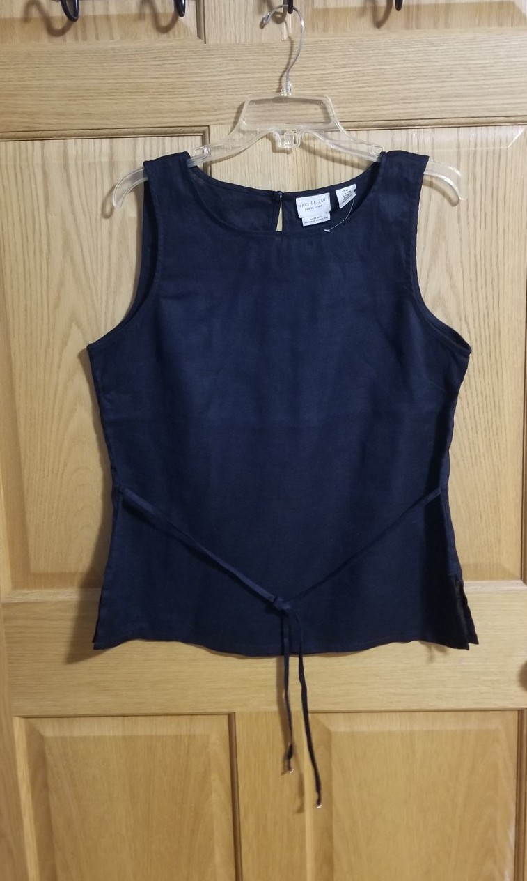Rachel Zoe 100% European Linen Preppy Sleeveless Blouse With Ties – Size M