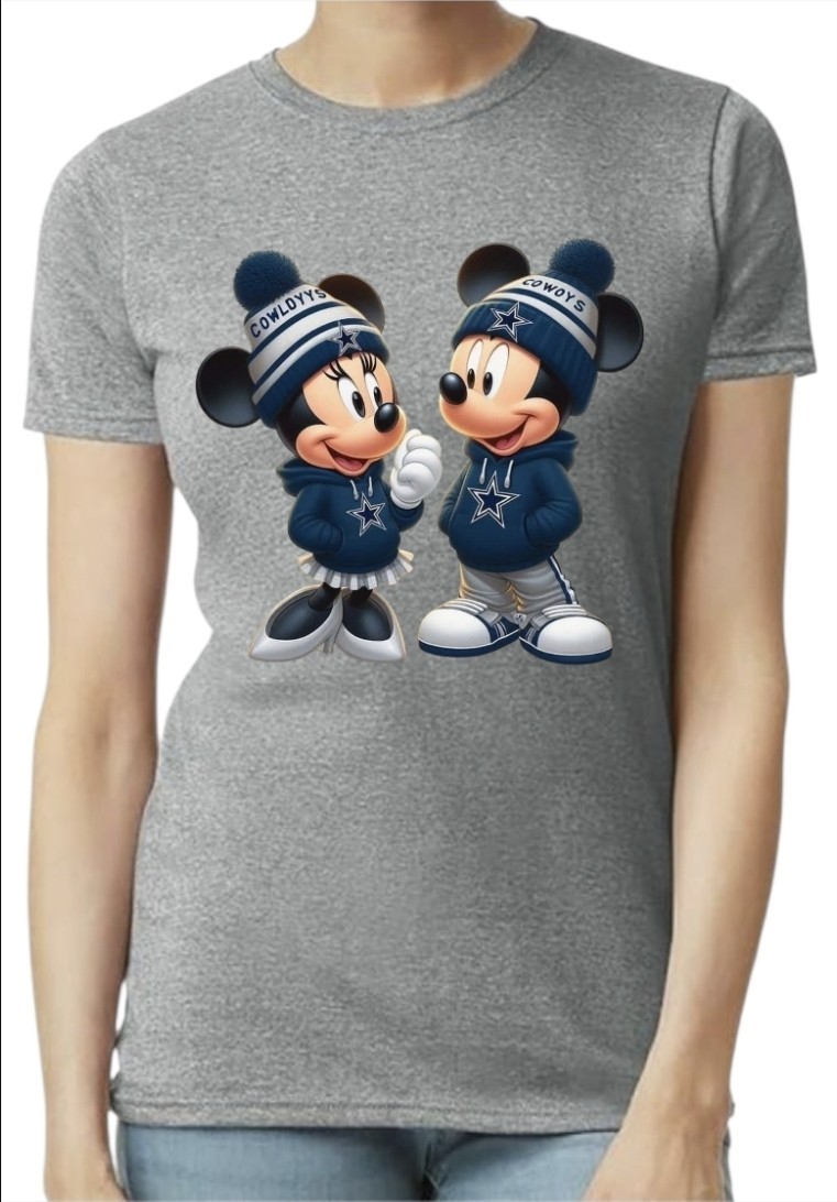 Mickey & Minnie Mouse Cowboys Women’s T-Shirt White, Black, Gray SM 3XL