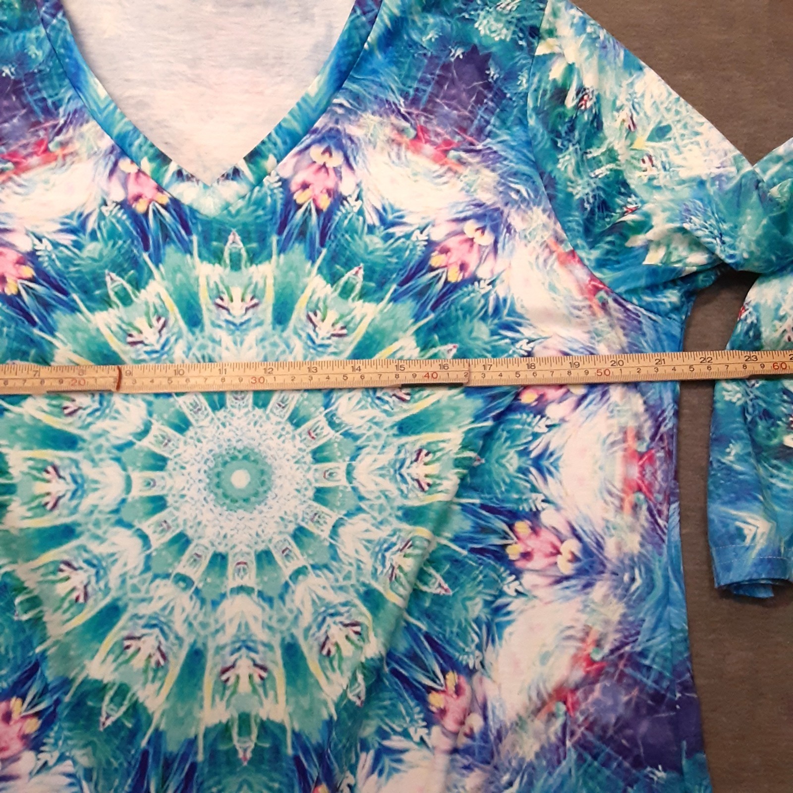 Unbranded Blouse Pullover Tie Dye Size XL Hippie Long Sleeve V-Neck Easy Care