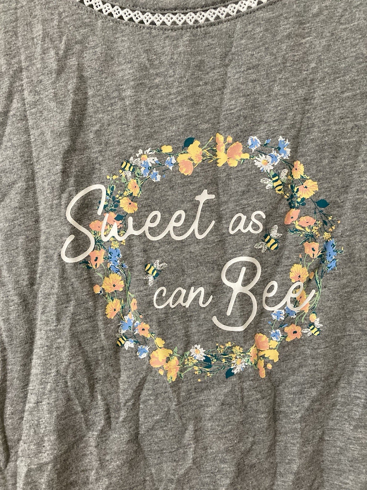 Croft & Barrow Gray “Sweet As Can Bee” Women’s Size Large Sleepwear Top T-Shirt