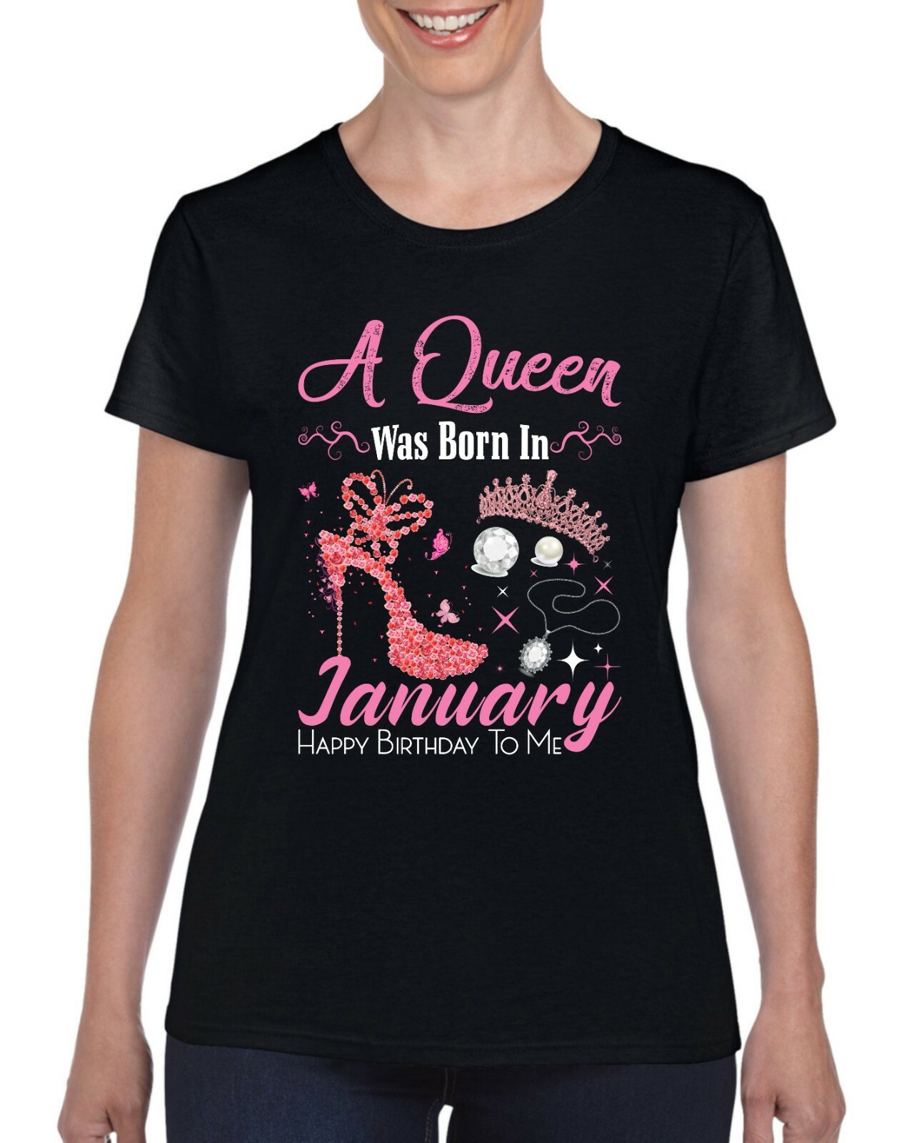 Queen Was Born In January T-Shirt, Girls Party Birthday Gift Event Friends Top