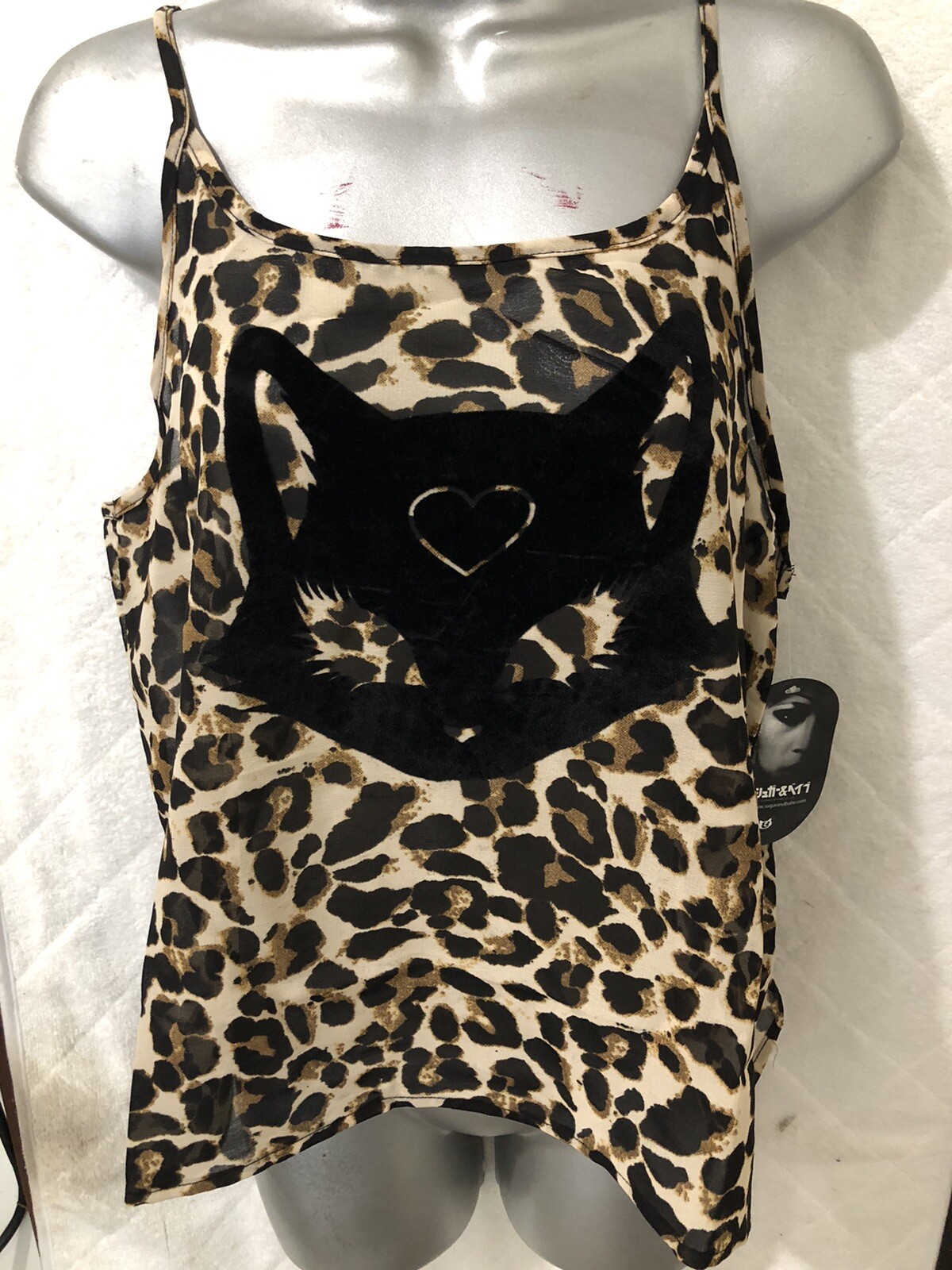 Sugar & Babe Ladies Slip Top LARGE Tokyo Leopard Velvet Cat None Available HOT!