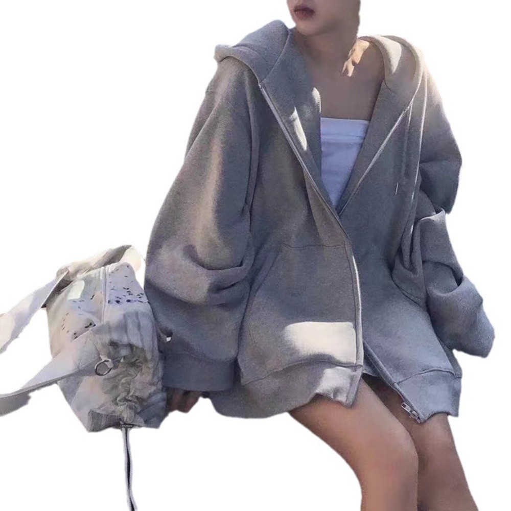 Womens Casual Sports Sweatshirt For Spring Autumn Loose Velvet Hoodie Coat