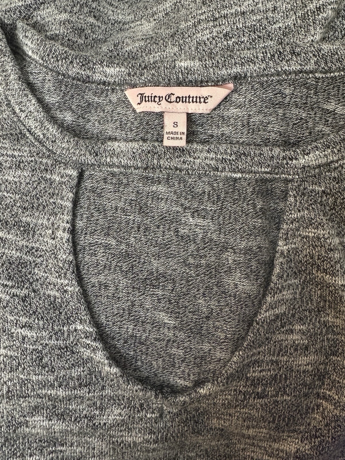 Juicy Couture Y2K Aesthetic Short Sleeve Gray Top Sharkbite Hem Large
