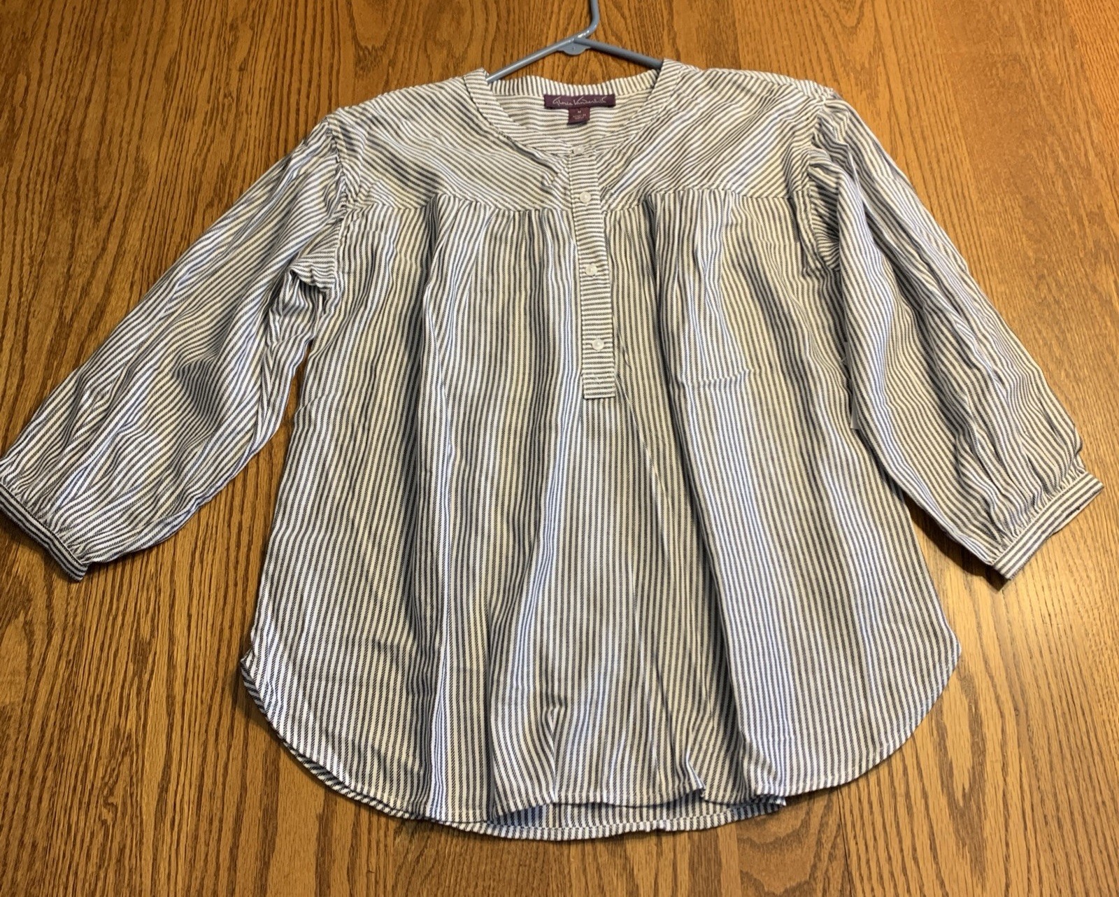 GLORIA VANDERBILT Amanda Oversized Striped 3/4 Slv SHIRT M or XL NWT