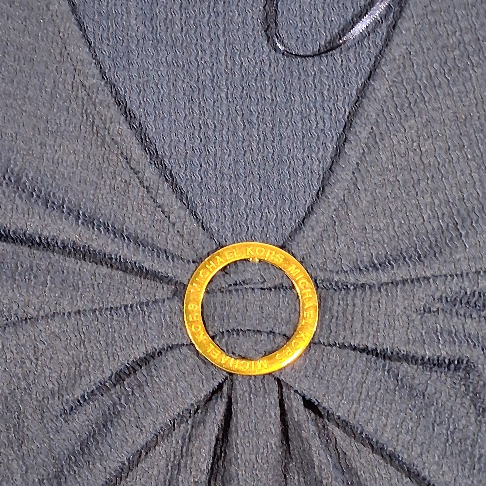 Michael Kors Navy Blue V-Neck Flutter Sleeve Ring Top Womens Small MS150772C9