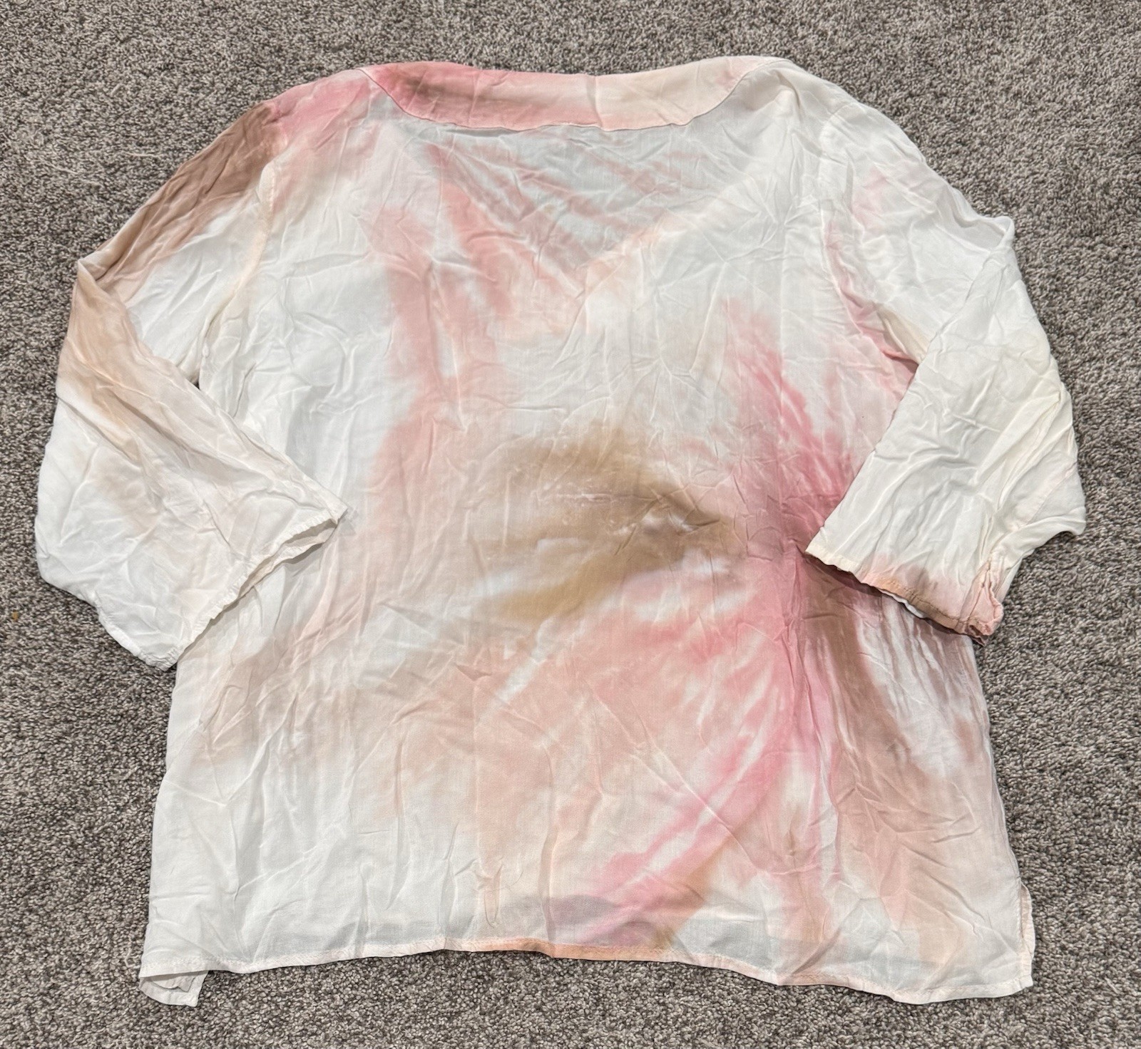Brightly Twisted Tie Dyed Pink White Tunic Top Shirt Boho Hippie Size L