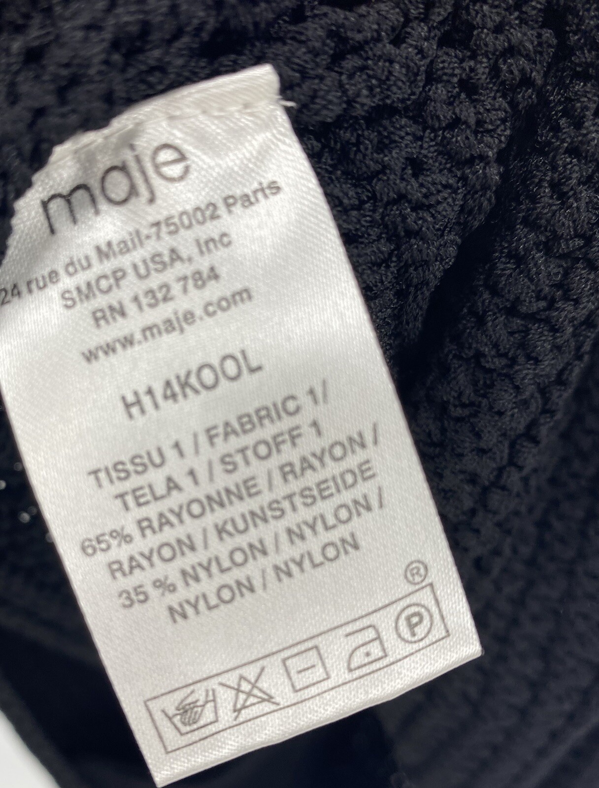 MAJE BLACK CROCHETED CRYSTAL EMBELLISHED SWEATER TOP Size 1 (S)