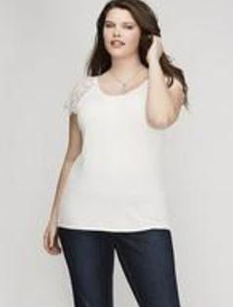Lane Bryant White Or Green Lace Sleeve Tee Shirt Top Plus 22/24 26/28 3X 4X NWT
