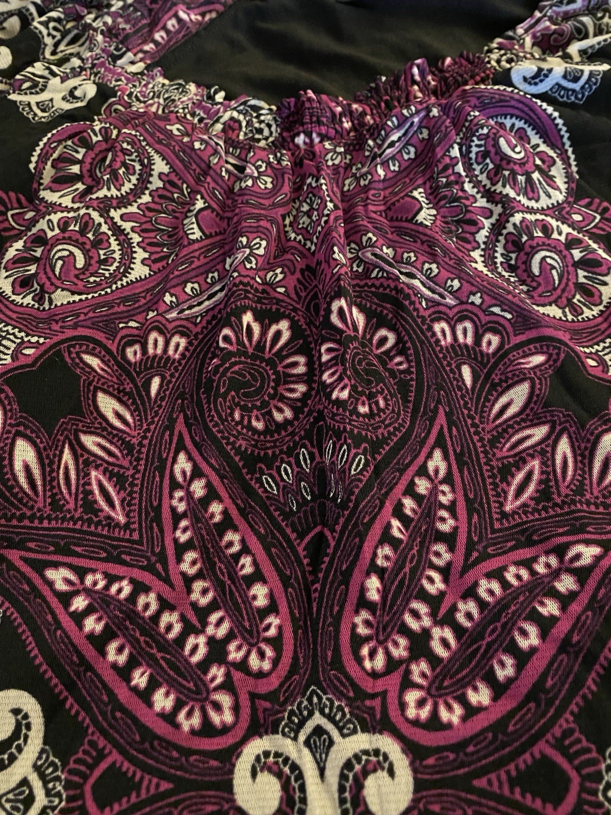 Flutter Sleeve Summer Purple And Black Lined Flowing Stretchy Top