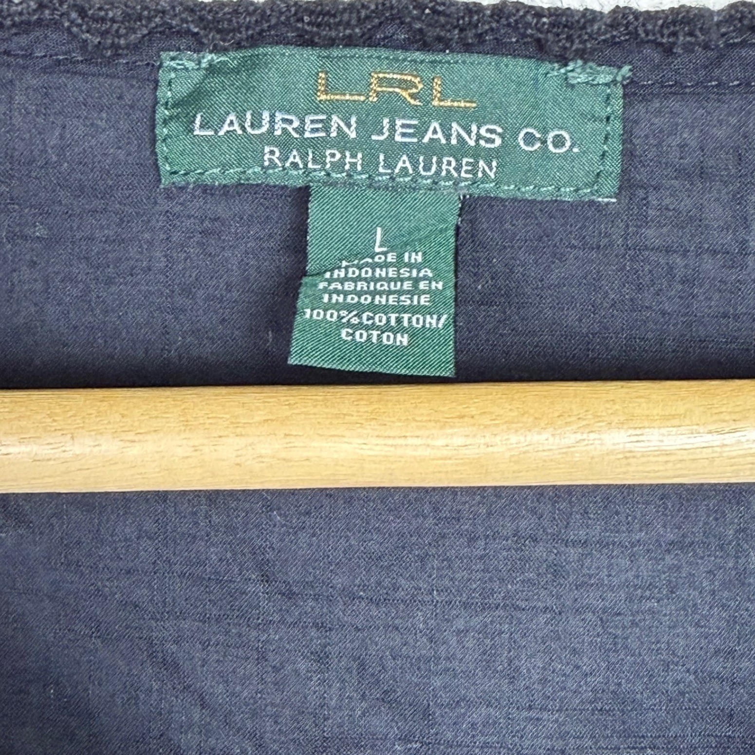 Lauren Jeans Co Ralph Lauren Blouse Womens L Black Crochet Lace Boho Peasant