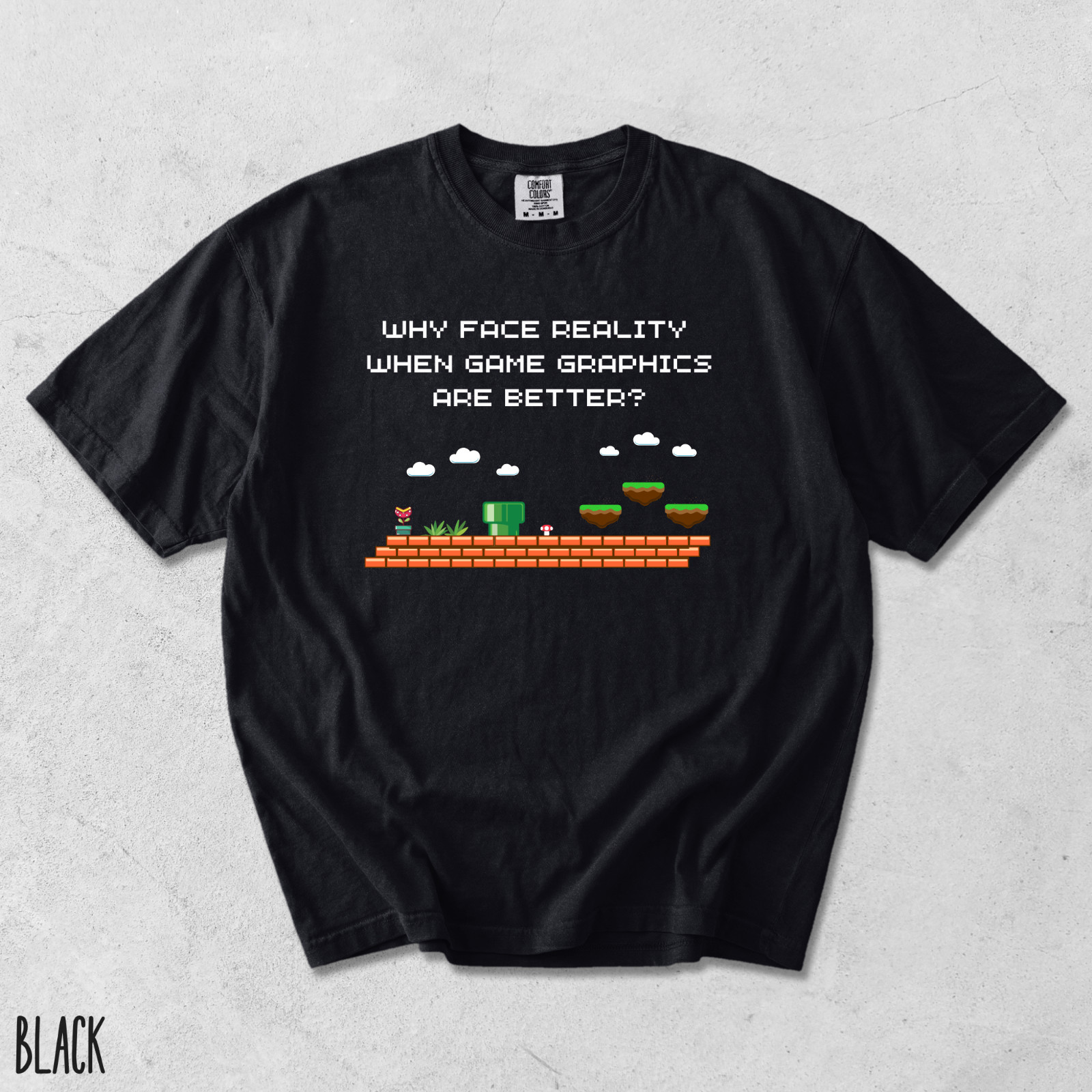 Comfort Colors Funny Retro Gaming Shirt Pixel Art Video Gamer Graphic Unisex Tee