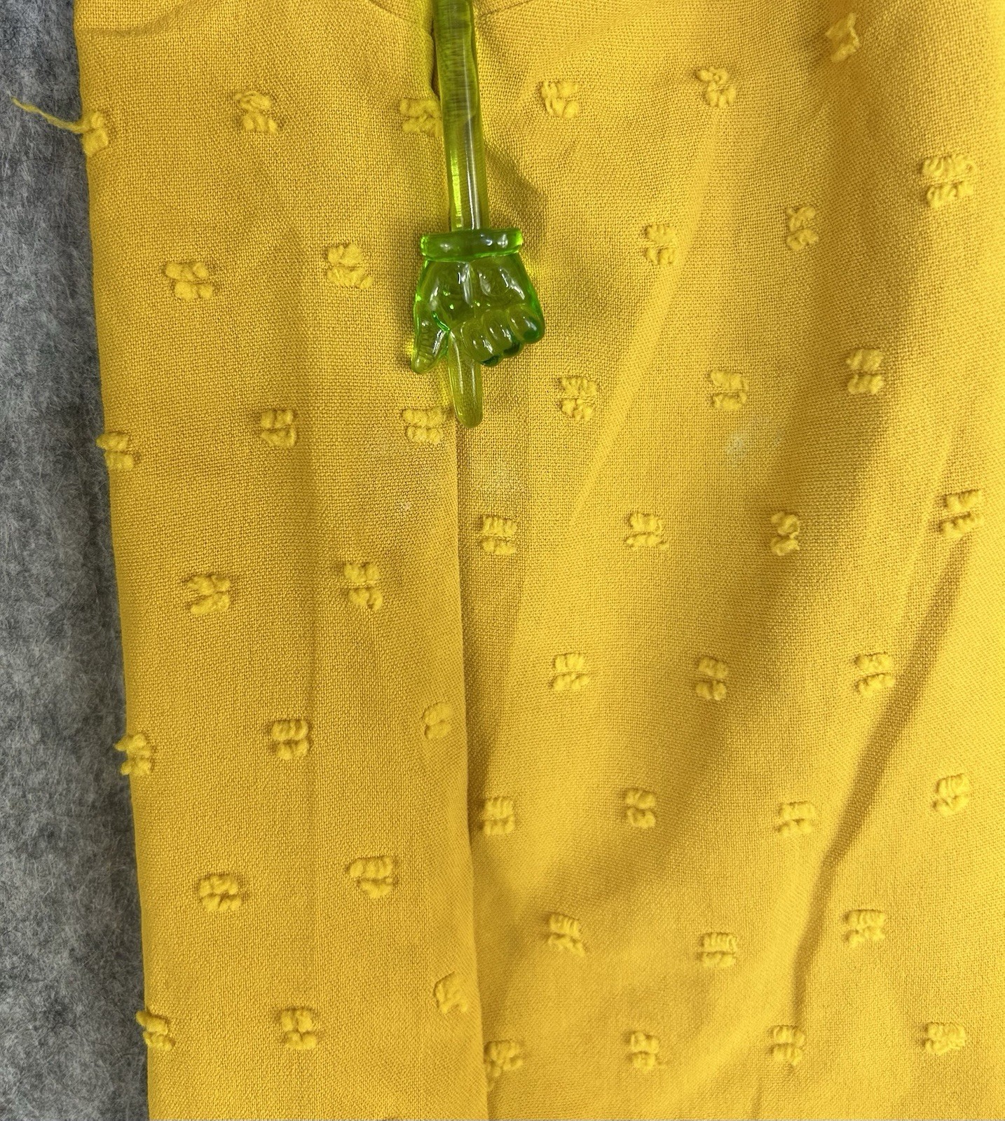Falechay Women’s Boho Mustard Yellow Ruffle V-Neck Blouse Lace Trim Dots Size L