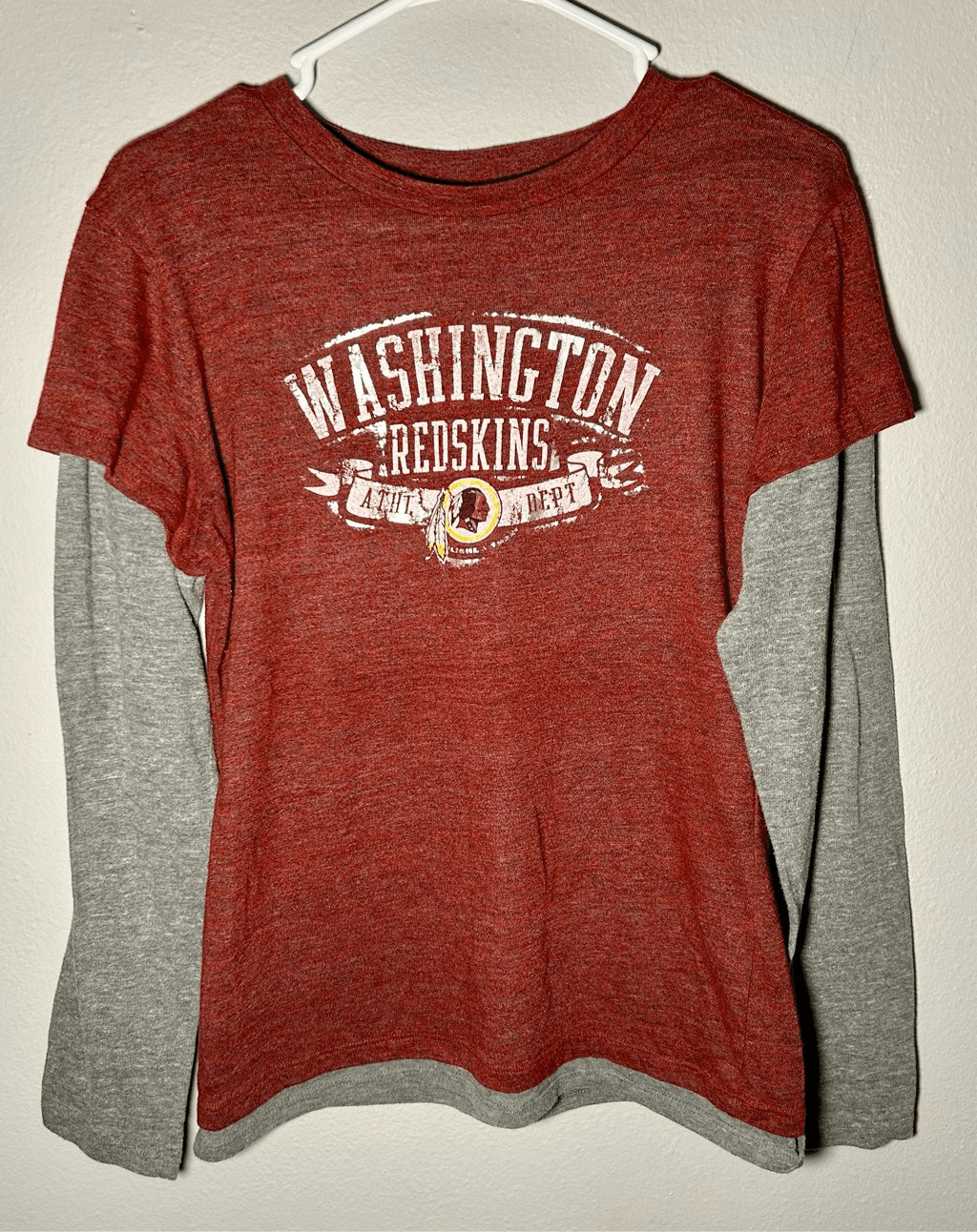 Washington Redskins NFL Women’s Long Sleeve T-Shirt Burgundy & Gray Sz XL