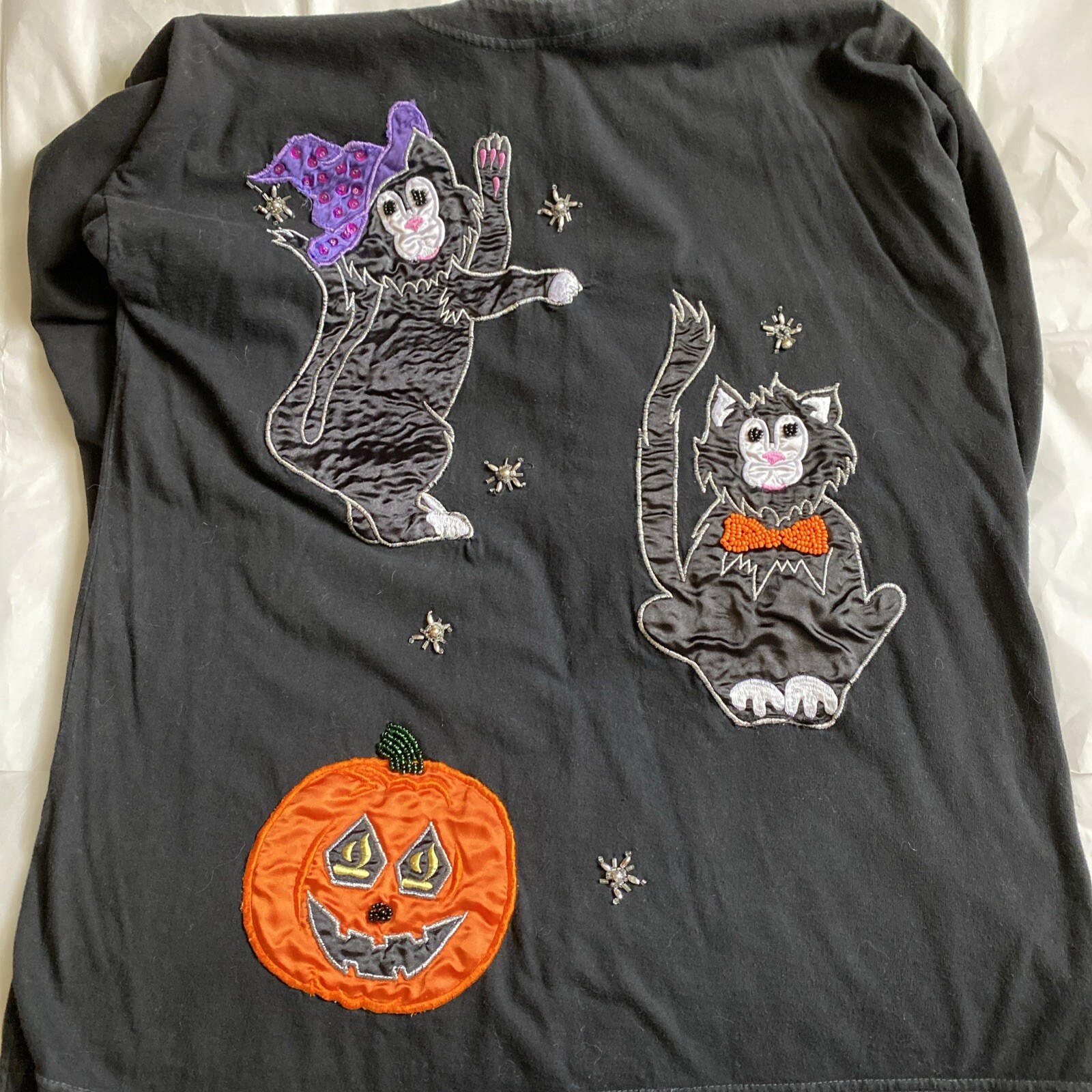 VTG Victoria Jones Halloween Long Sleeve T-Shirt Top Unique Appliques Sz M CUTE!