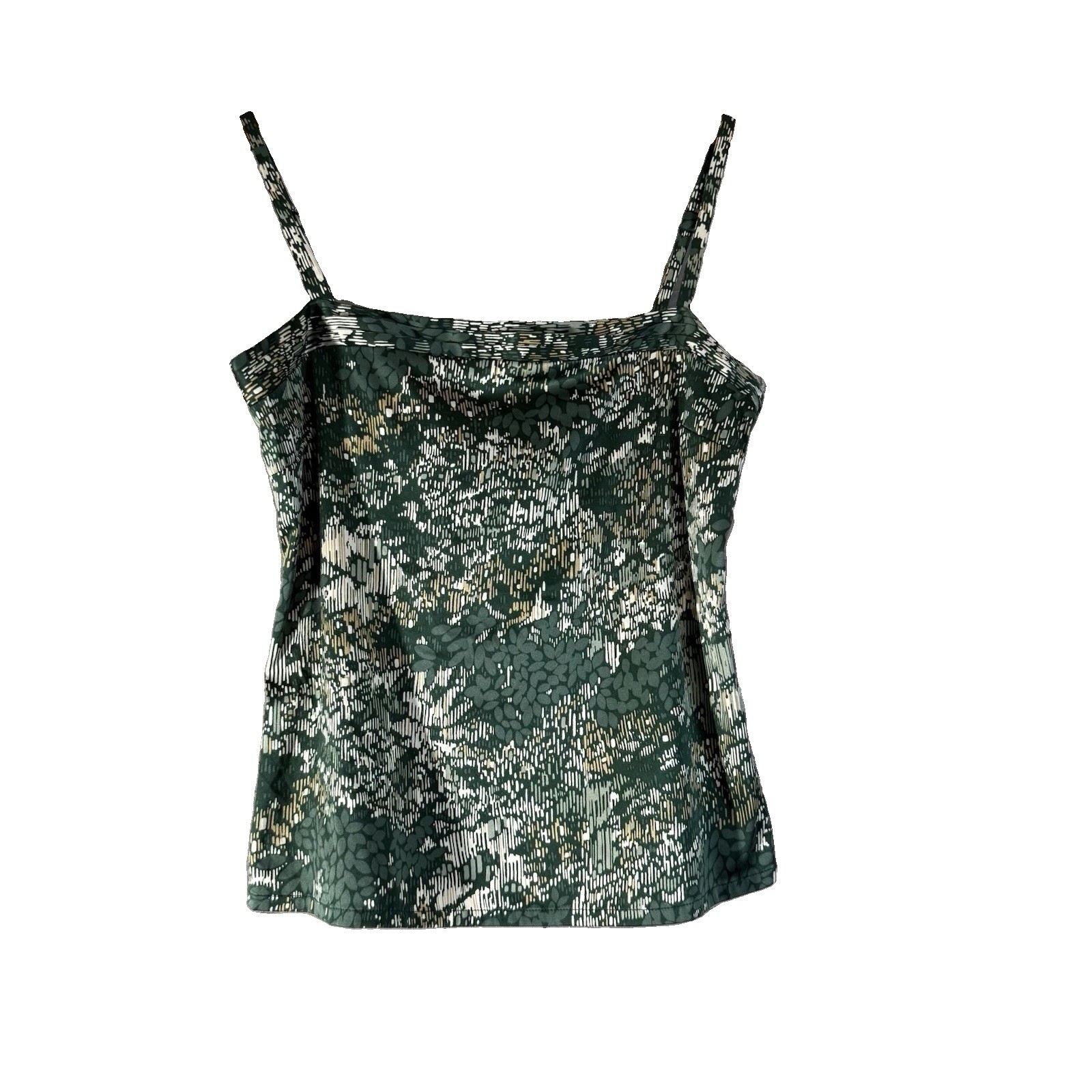 To The Max Tank Top Cami Square Neck Green Pattern W/ Adjustable Straps – Small