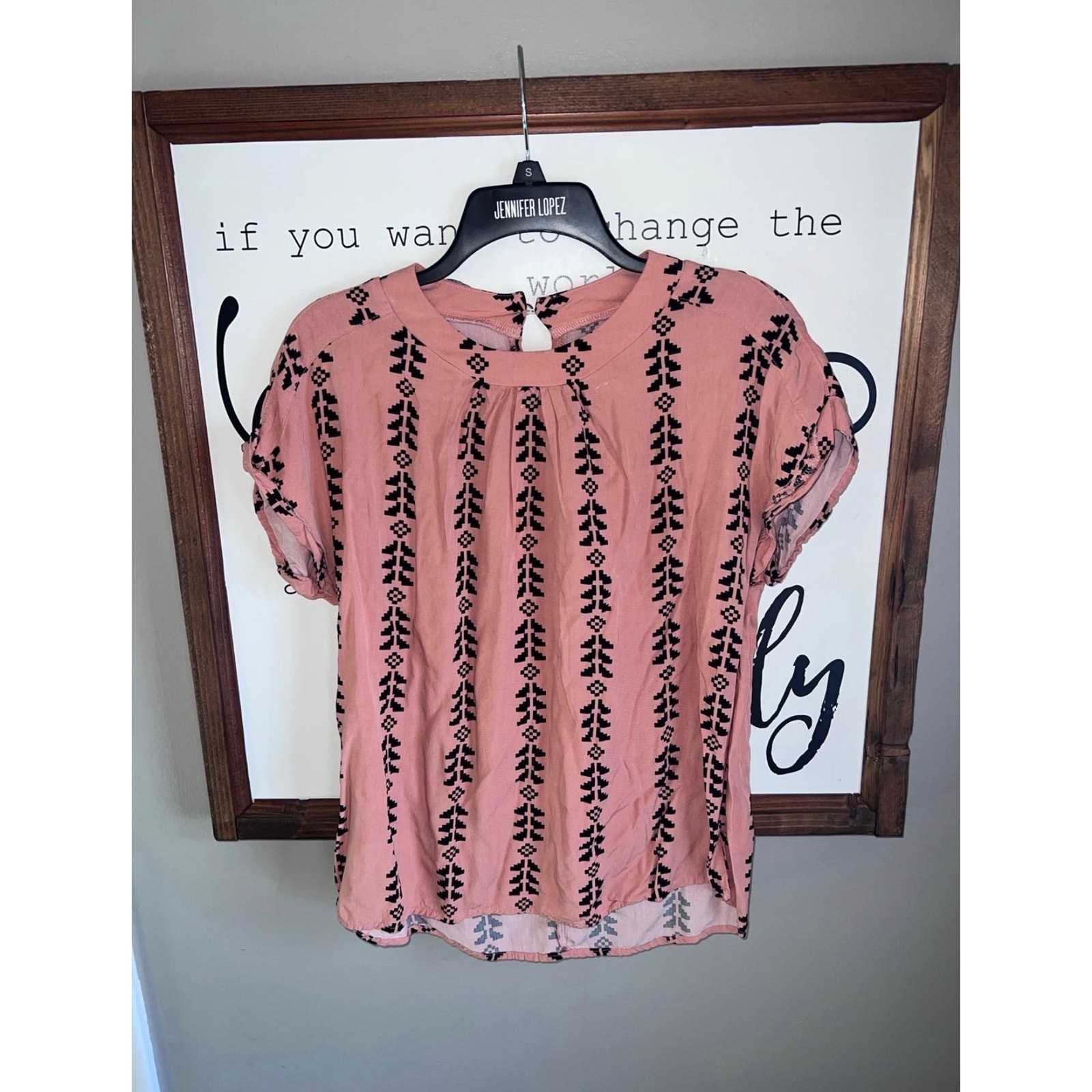 Women’s SHEIN Tribal Blouse Coral Color – Size: Medium