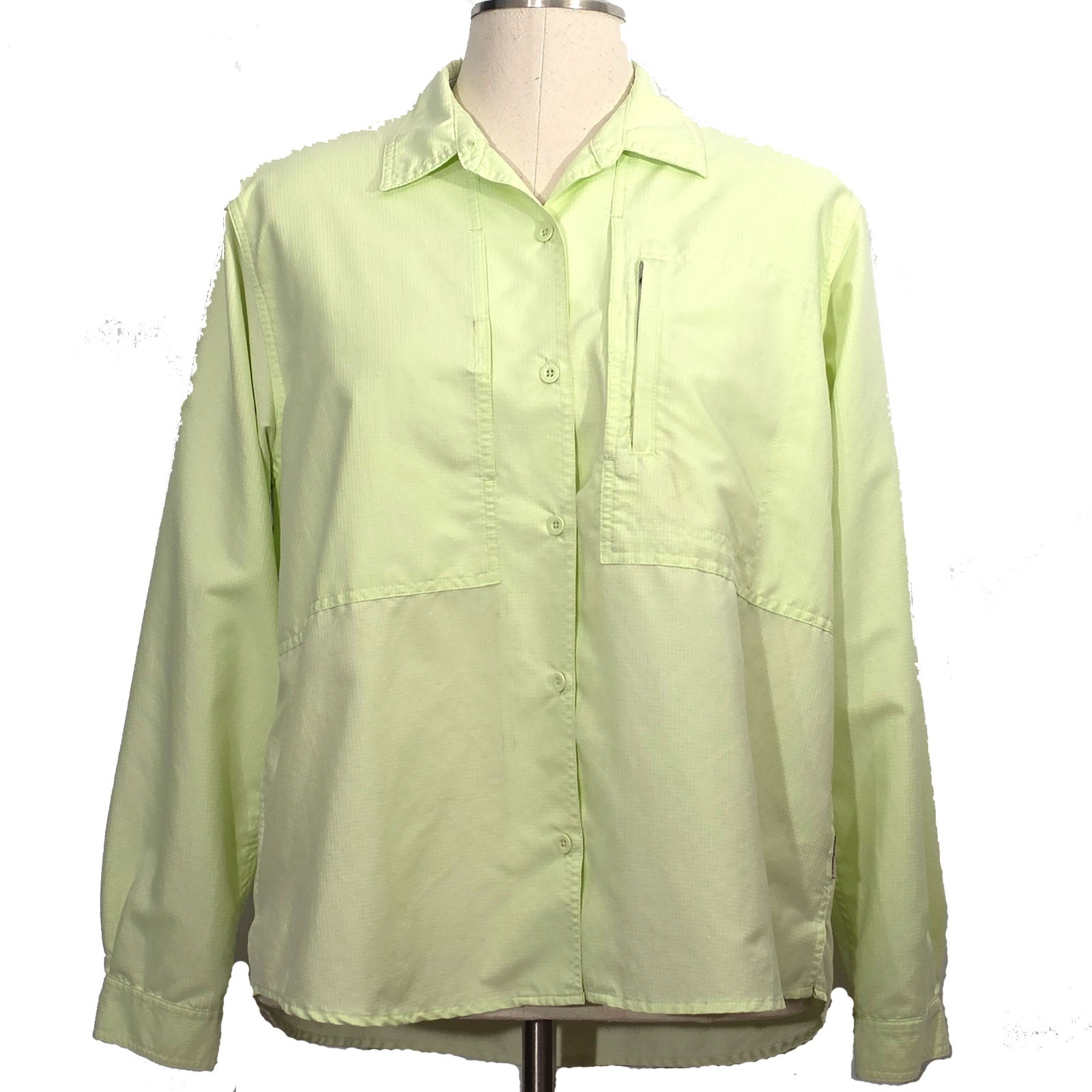 Royal Robbins Womens Greenish-Yellow Long Sleeve Vented Outdoor Shirt Sz XXL