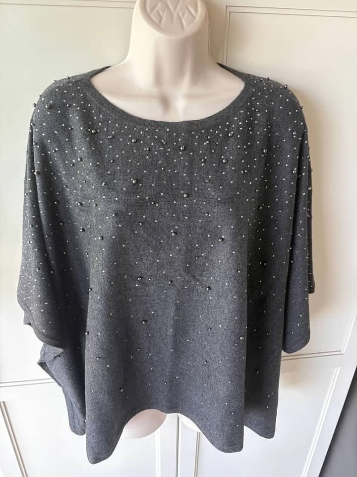 CHICO’S Faux Pearl Cashmere Blend Poncho- NWT SZ L/XL