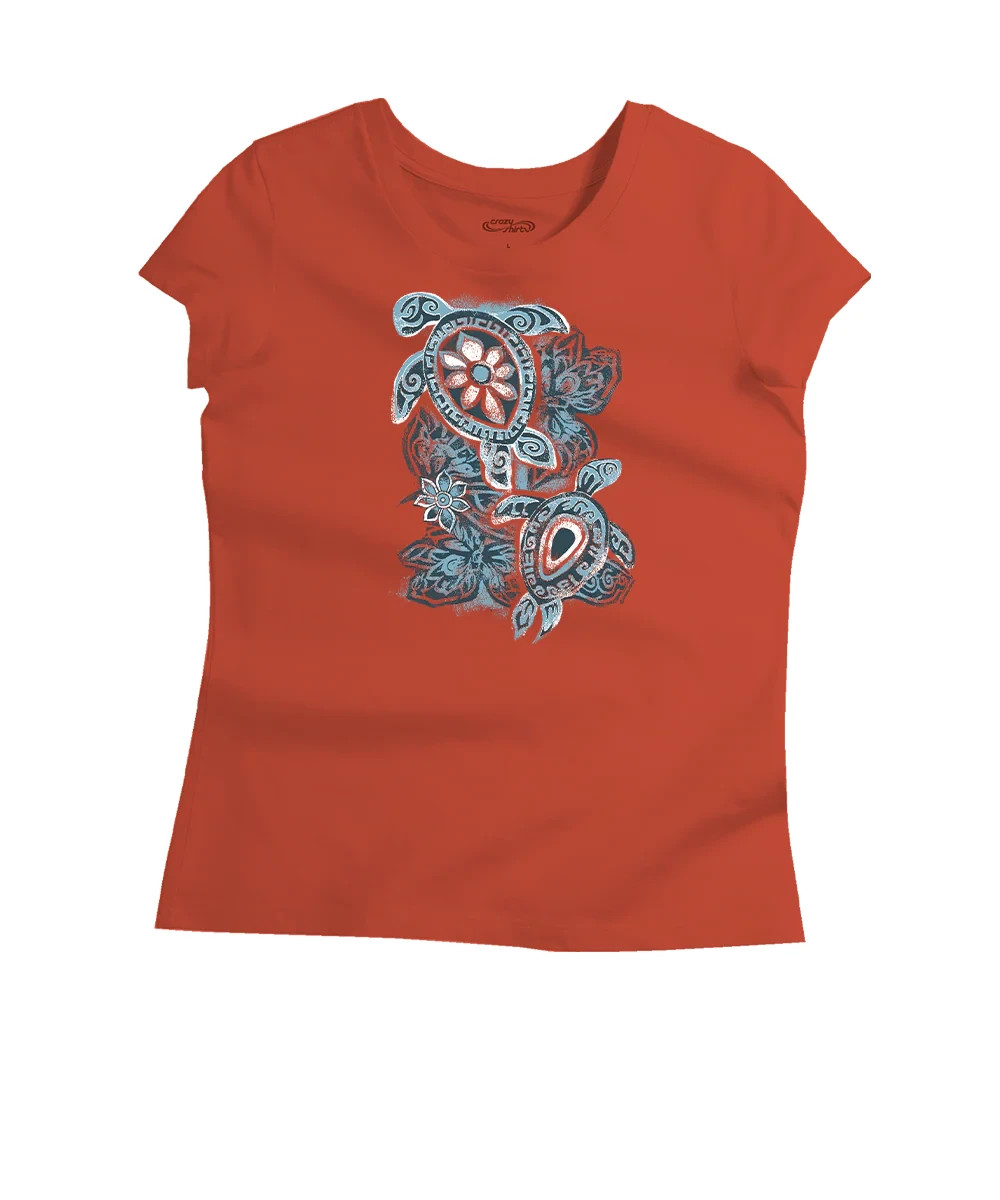 Crazy Shirts Tapa Turtle – Paprika Short Sleeve Pima T-Shirt Medium NWT
