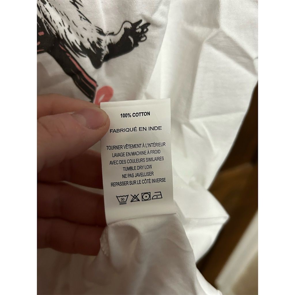 Lily & Lottie Feral Girl Summer Raccoon White Graphic Tee Women’s Large