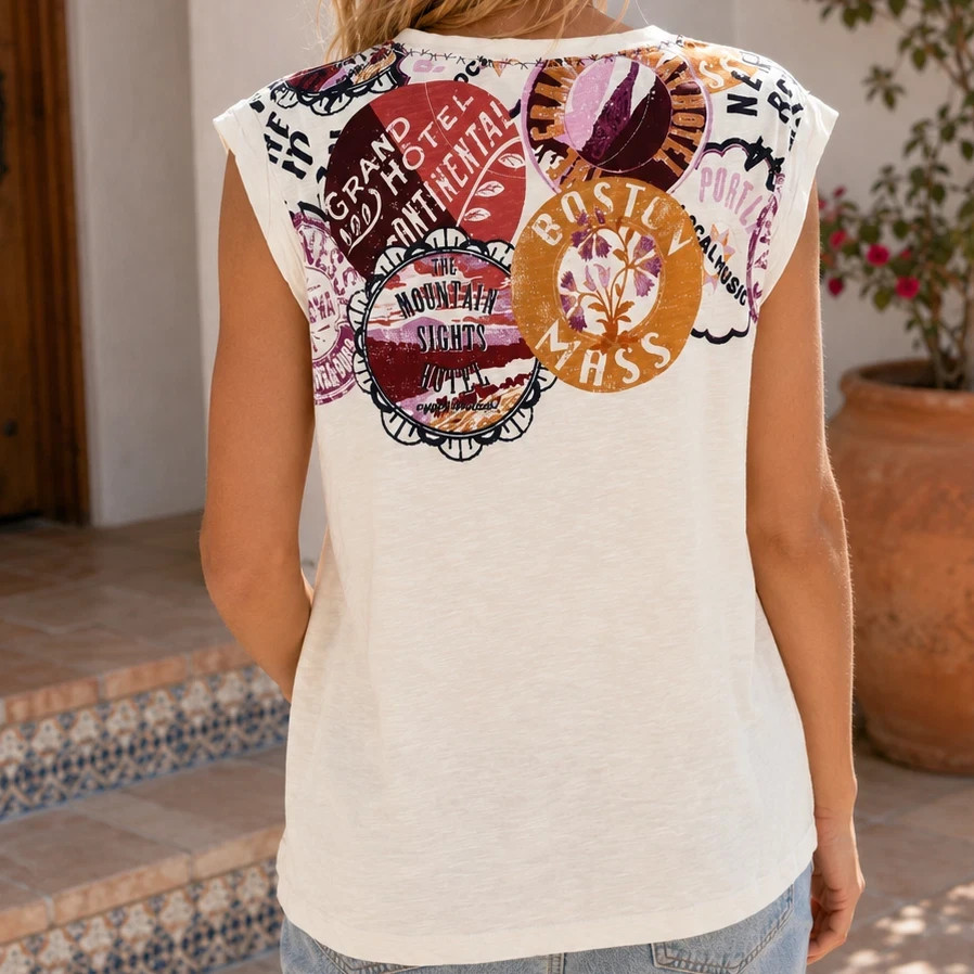 Maeve By Anthropologie Maeve Carey Muscle Tee Tunic Top Graphic Print S 289807