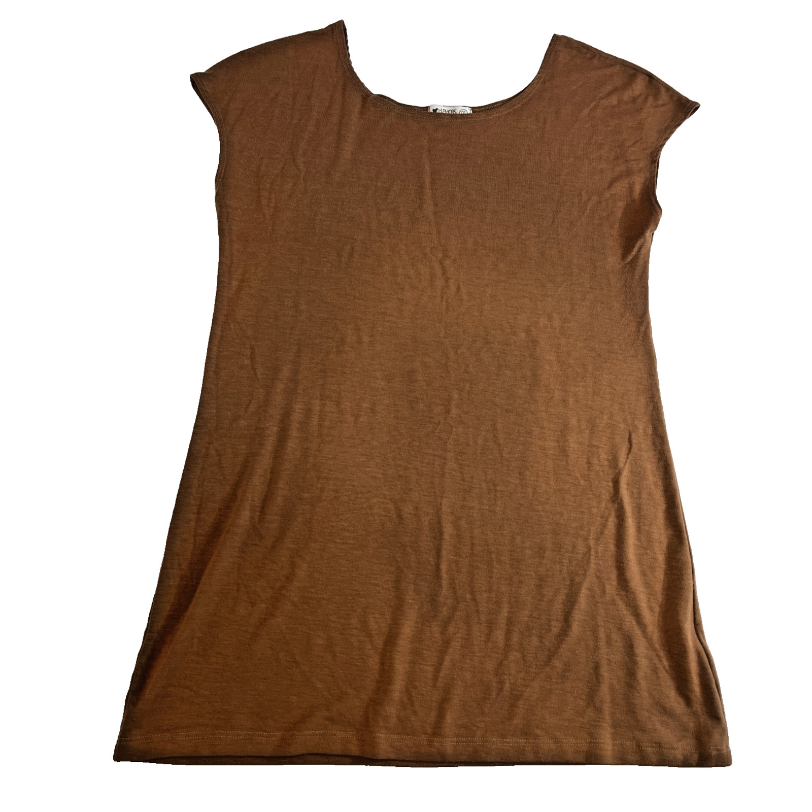 Layers Clothing Womens Knit Top Brown Short Sleeve Casual Medium Basic