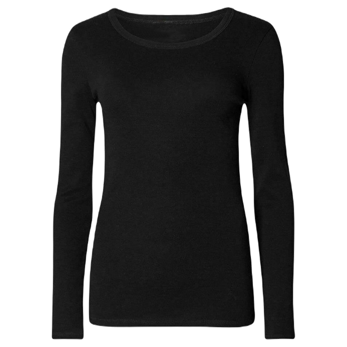 Womens Ladies Long Sleeve Stretch Plain Scoop Neck T Shirt Top assorted 8-26