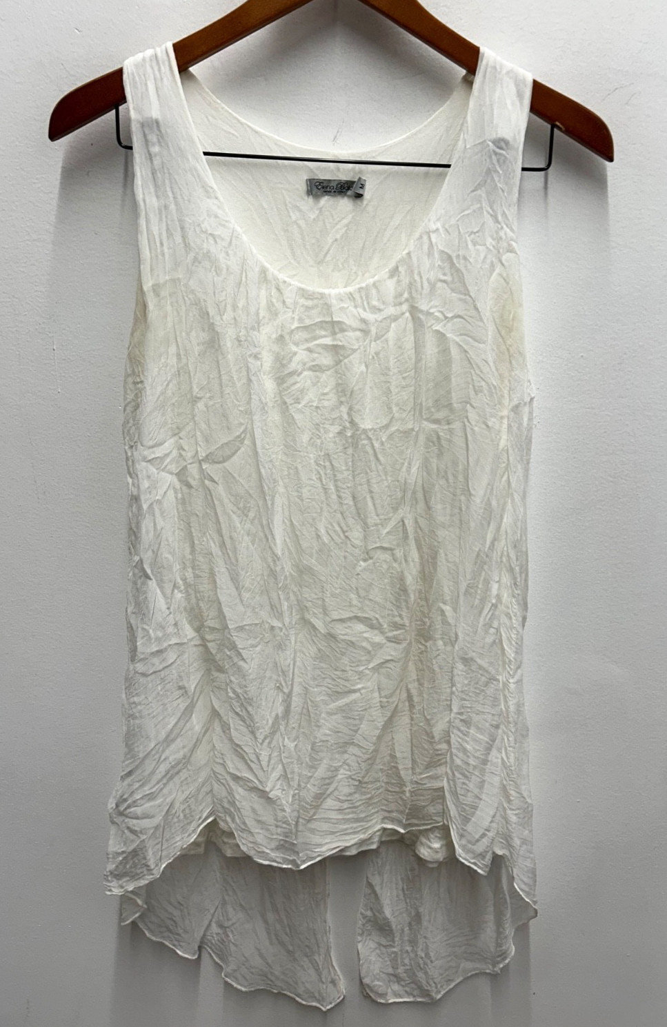 Elena Baldi Italy Sleeveless Blouse Top 100% Silk Lace Womens M Stretch White