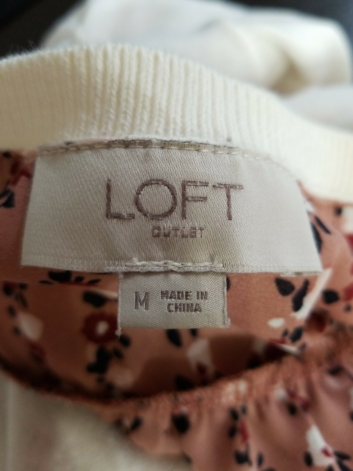 LOFT Sweater Cream Multi Layered Look Mixed Media Design Sheer Blouse Women’s M