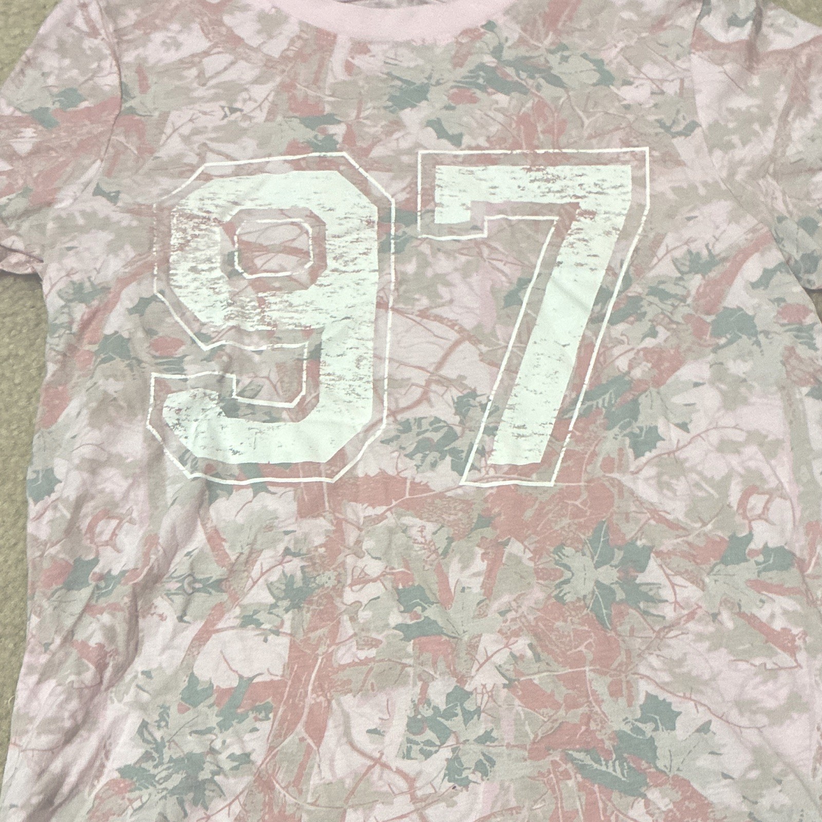 Women’s 2XS Pink Camo “97” Graphic Crewneck Short Sleeve Tee