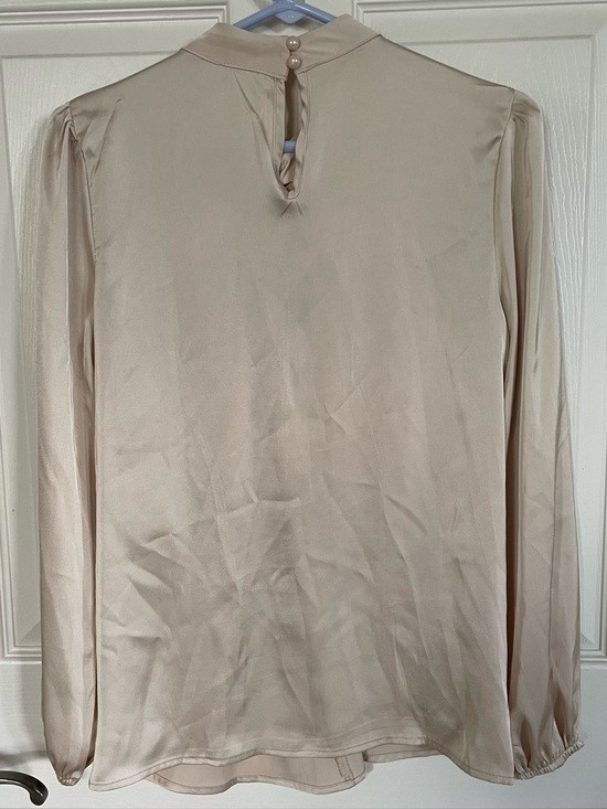 Grace Karin Silky Cream Long Sleeve Blouse size S