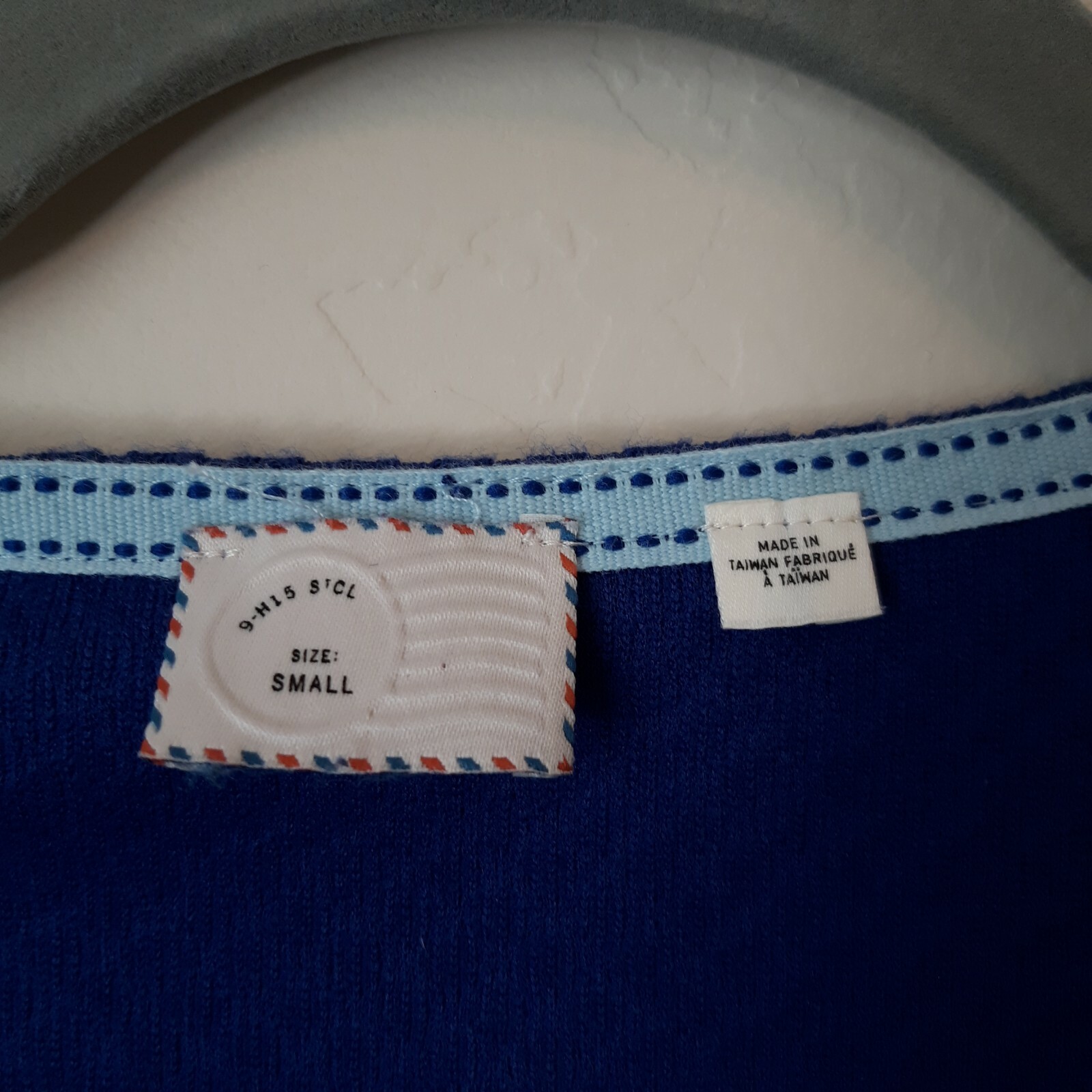 Anthropologie 9-H15 STCL Textured Fabric Top Deep Blue side Zipper small peplum