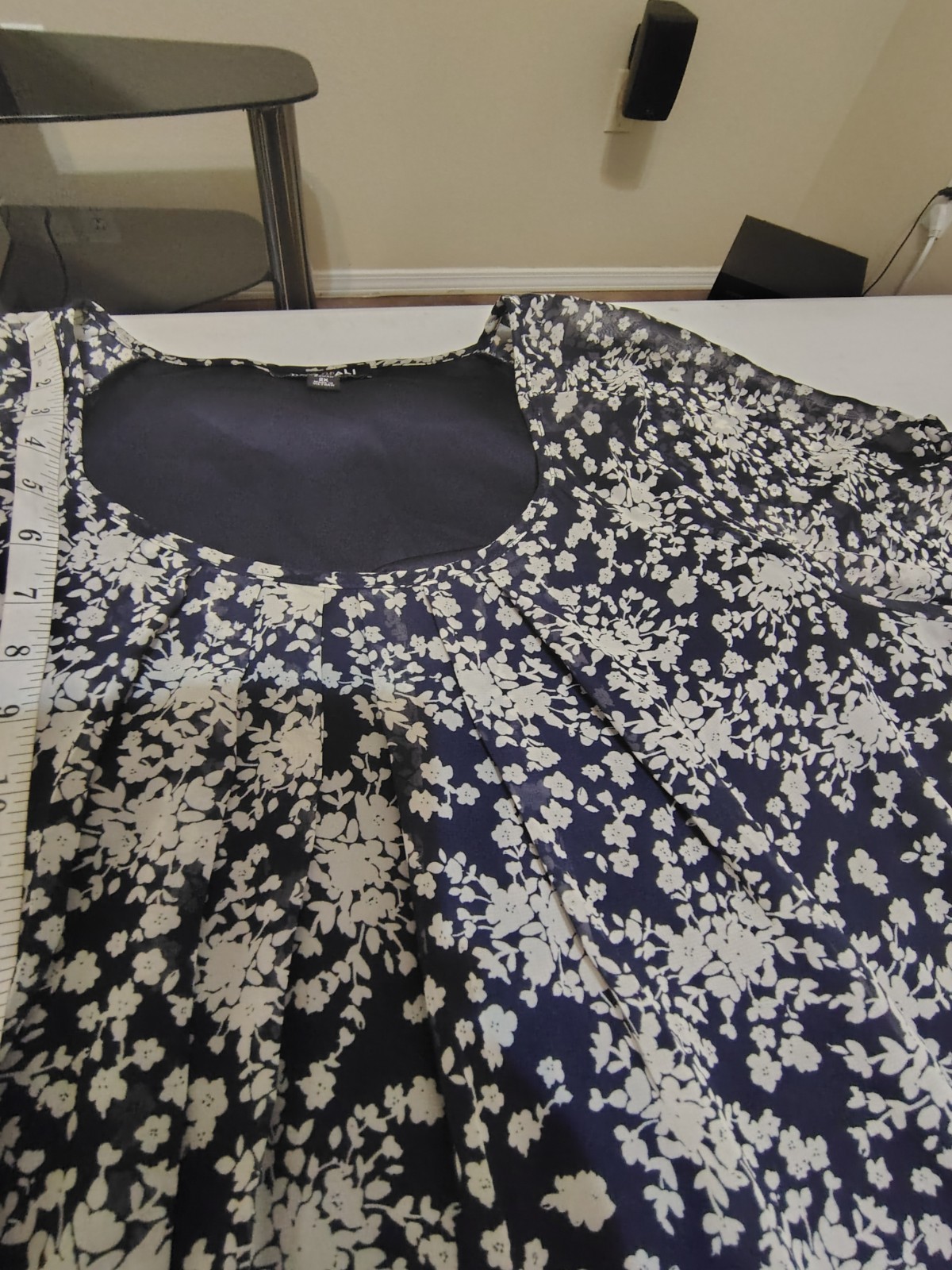 roz ali Women’s Blouses Floral Blue Navy White Size 2x