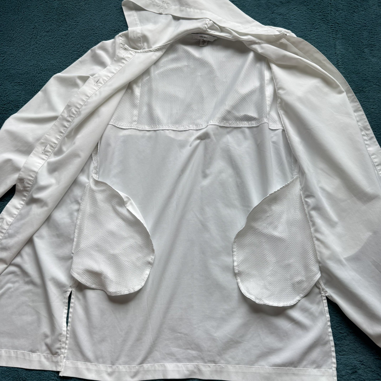 Coolibar Iztapa Coastal Sun Button Down Shirt XS UPF 50+ Beach Cover Up Hooded