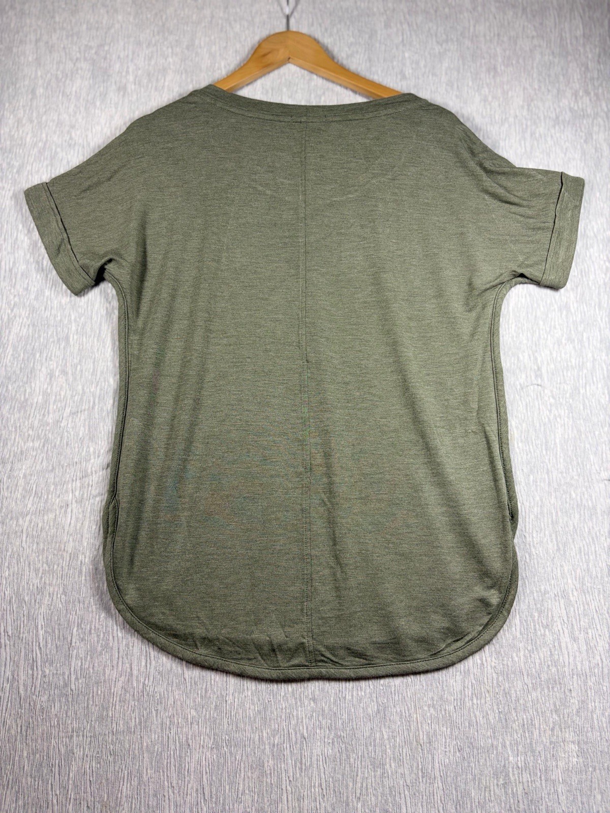 Marty M Women’s Workwear Knit Pullover Tee Olive Green Scoop Neck XS Short Sleev