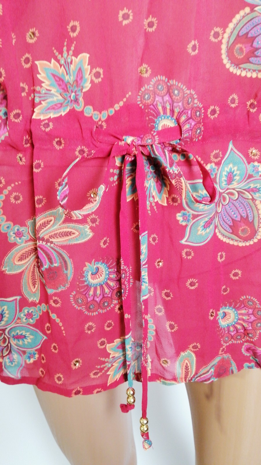 Butterfly by Matthew Williamson Kaftan Tunic 100% Silk Paisley Floral Boho M