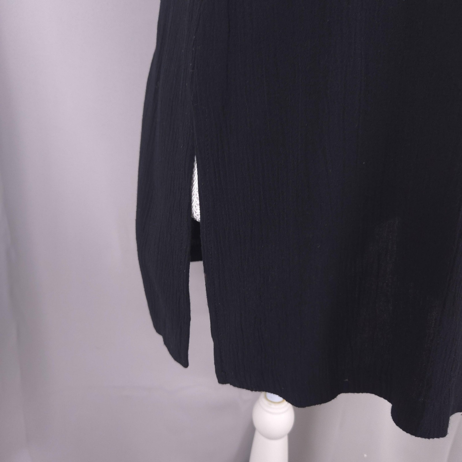 Womens M Vtg Black Crinkle Tunic Sleeveless V Neck Artsy Boho Lagenlook In Moda