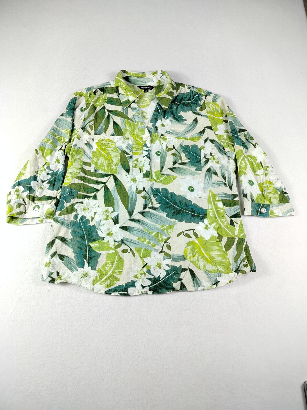 Unique Spectrum Top Women’s Large Floral Camp Shirt Cottagecore Prairiecore