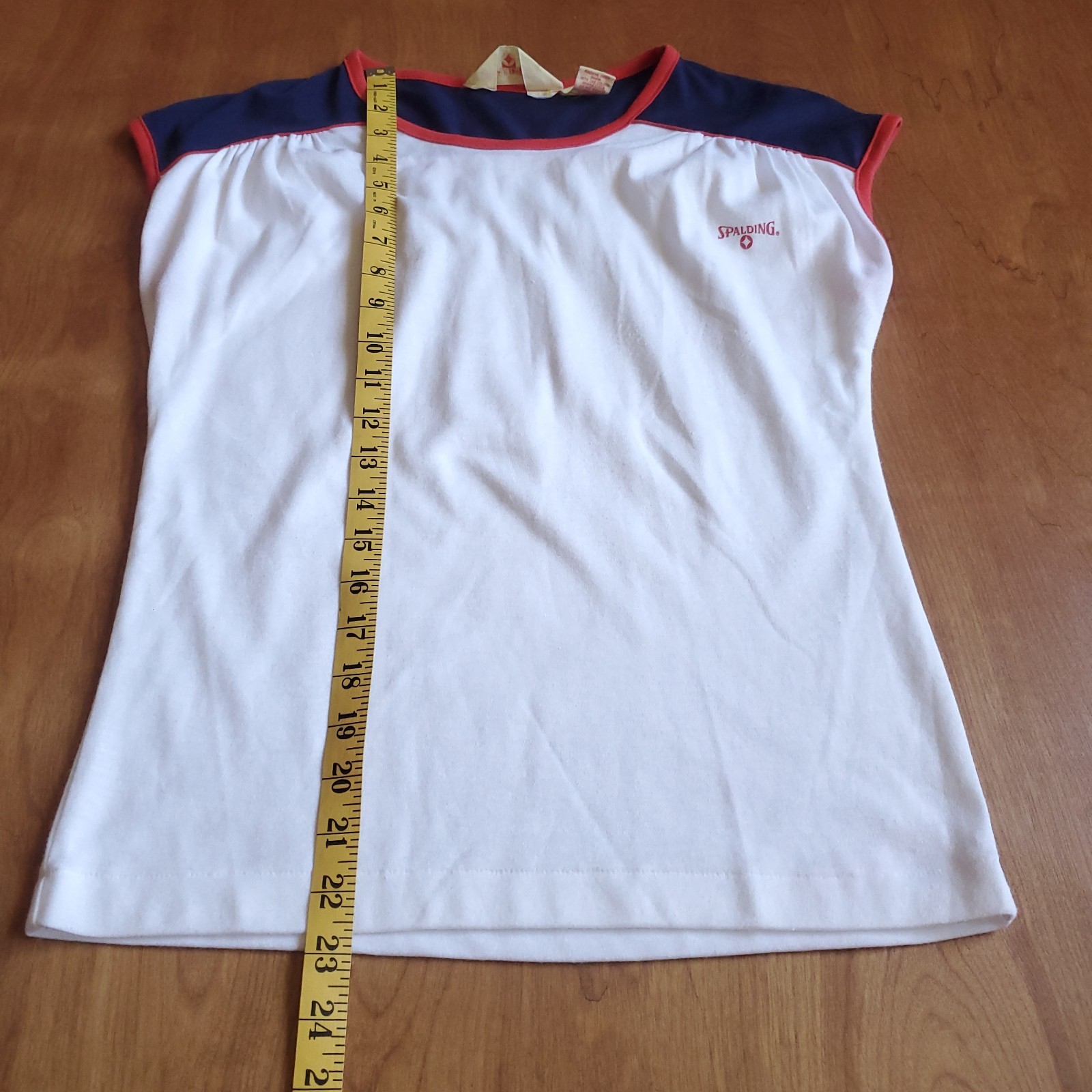 Vintage Spalding Tennis Top Womens M Red White Blue Ringer T Shirt Tenniscore