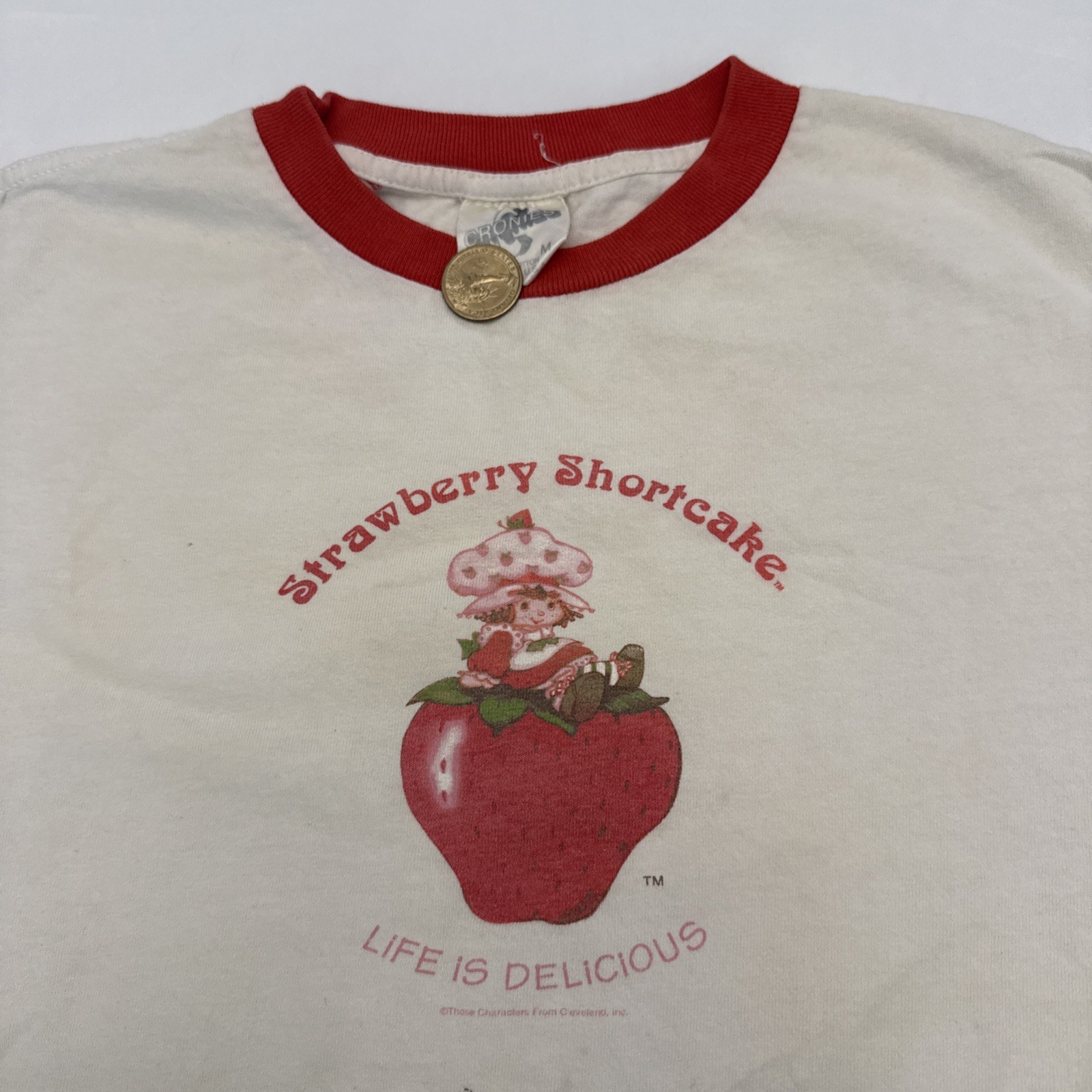Vintage 90s Strawberry Shortcake T-Shirt Ringer Unisex Medium