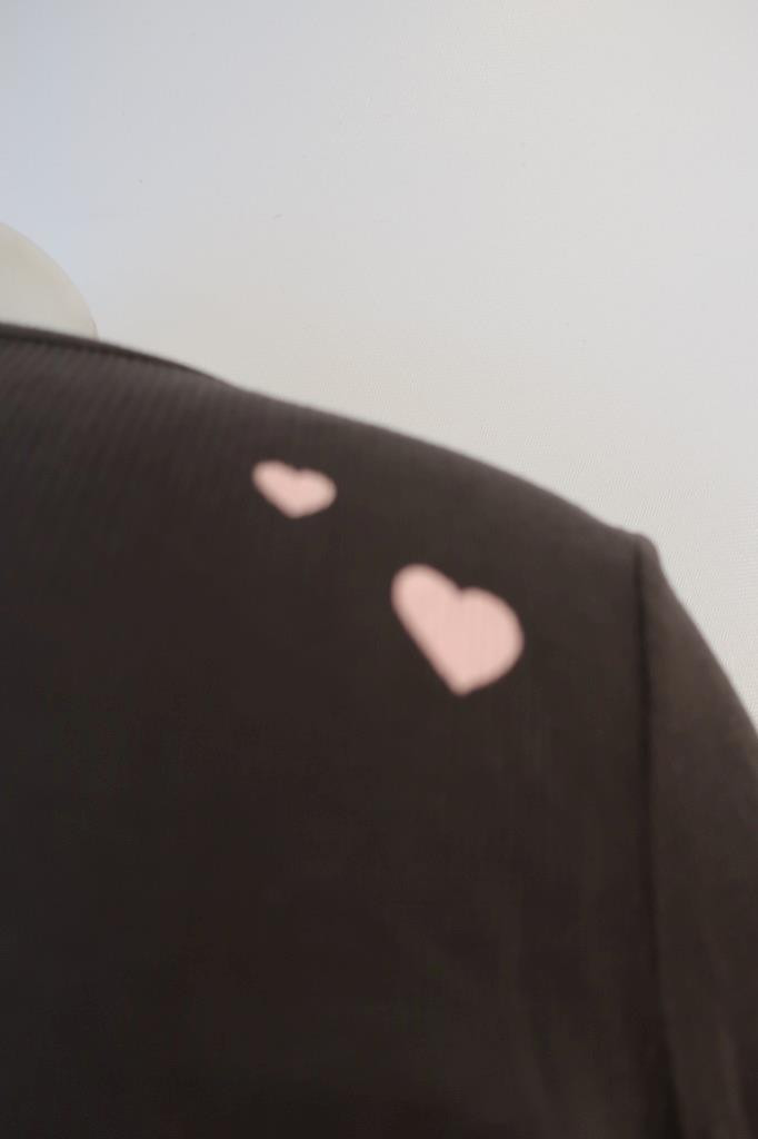 NWT Womens Chaser Vintage Black Pink White Heart Dot Graphic Waffle Top S