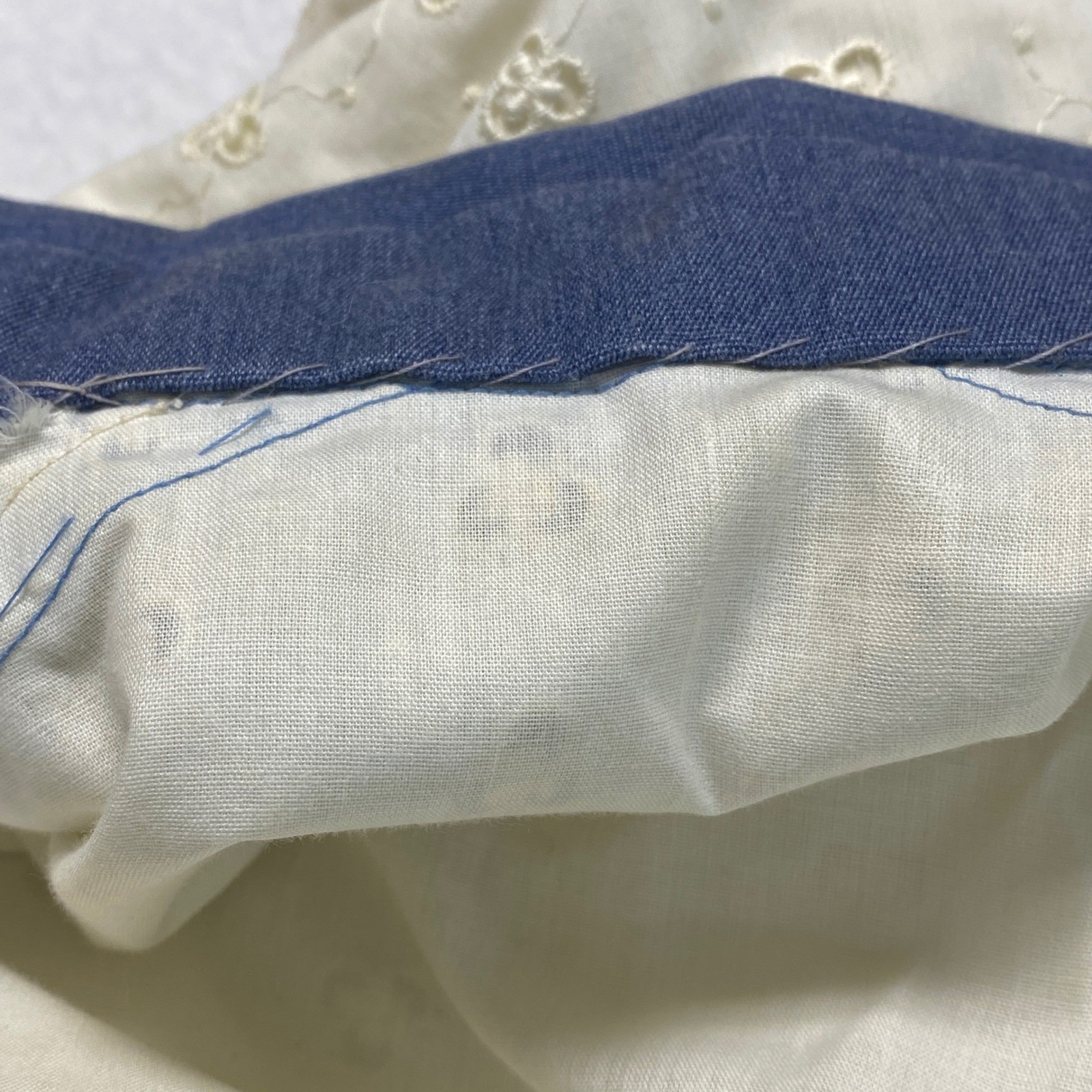 VTG Home Made Hand Made Western Style Denim Color & Eyelet Prairie Maxi Dress
