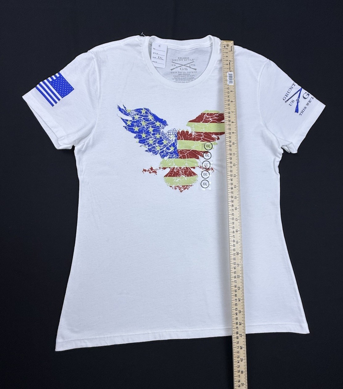 Grunt Style T-Shirt XXL White Patriotic Graphic USA Veteran Made NWT Women’s