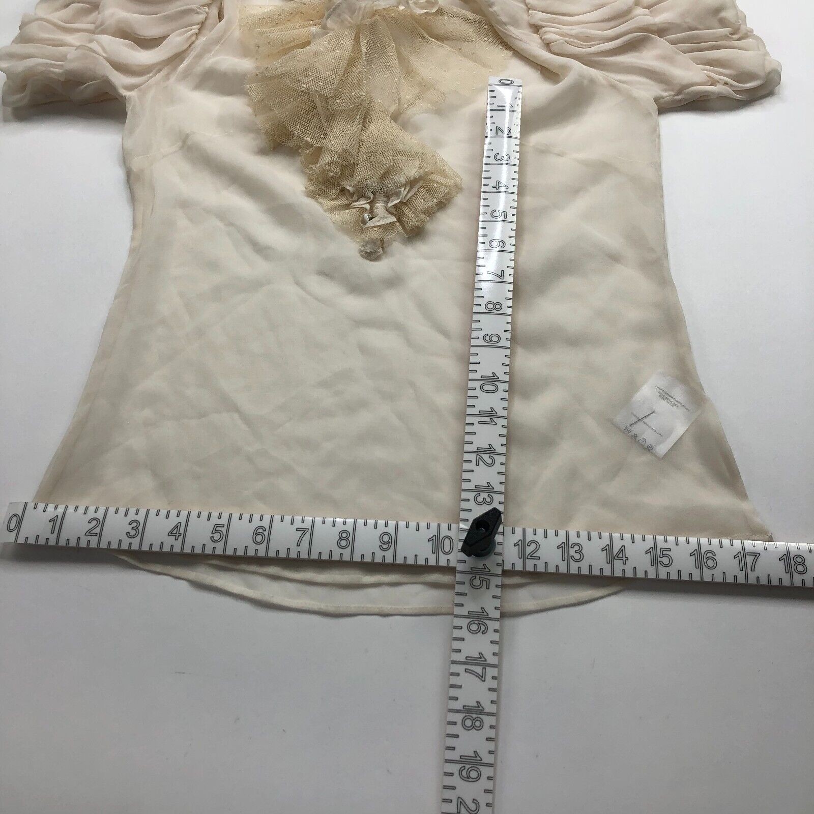 Couture Couture Los Angeles EUR 38 Button Short Sleeve Ruffle Polo Ivory HRJ