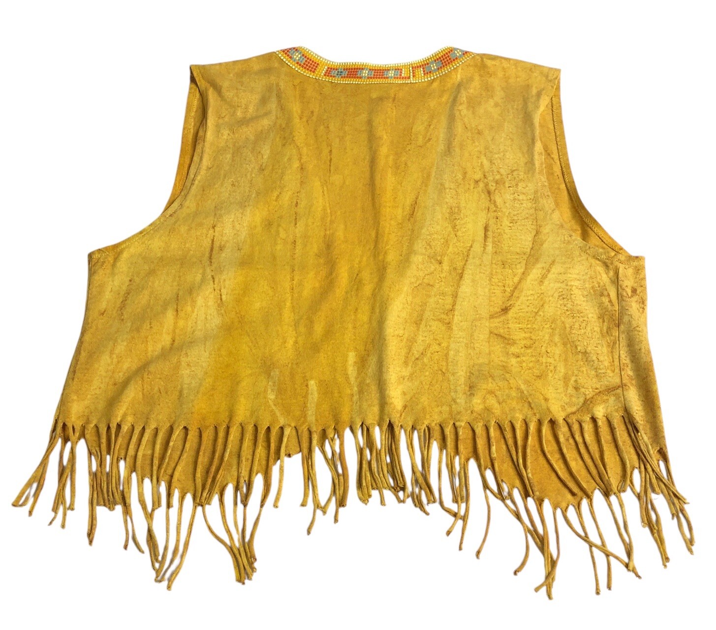 Vintage 90s Factory Artwear Vest Womens XL Mustard Fringe Southwestern Boho