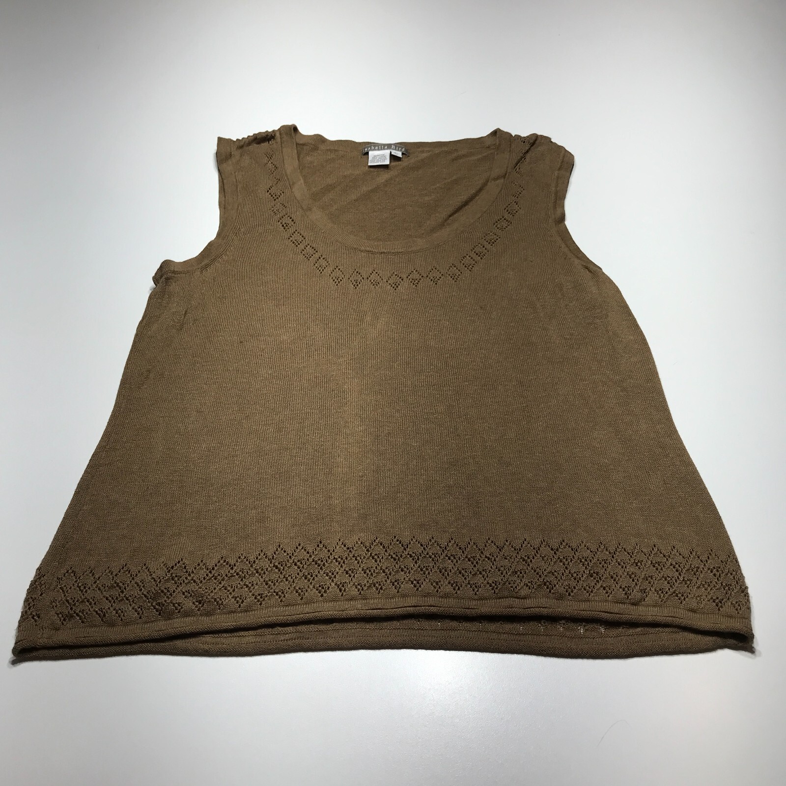 Isabella Bird Womens Brown Linen Rayon Blend Sweater Knit Tank Top Size Large